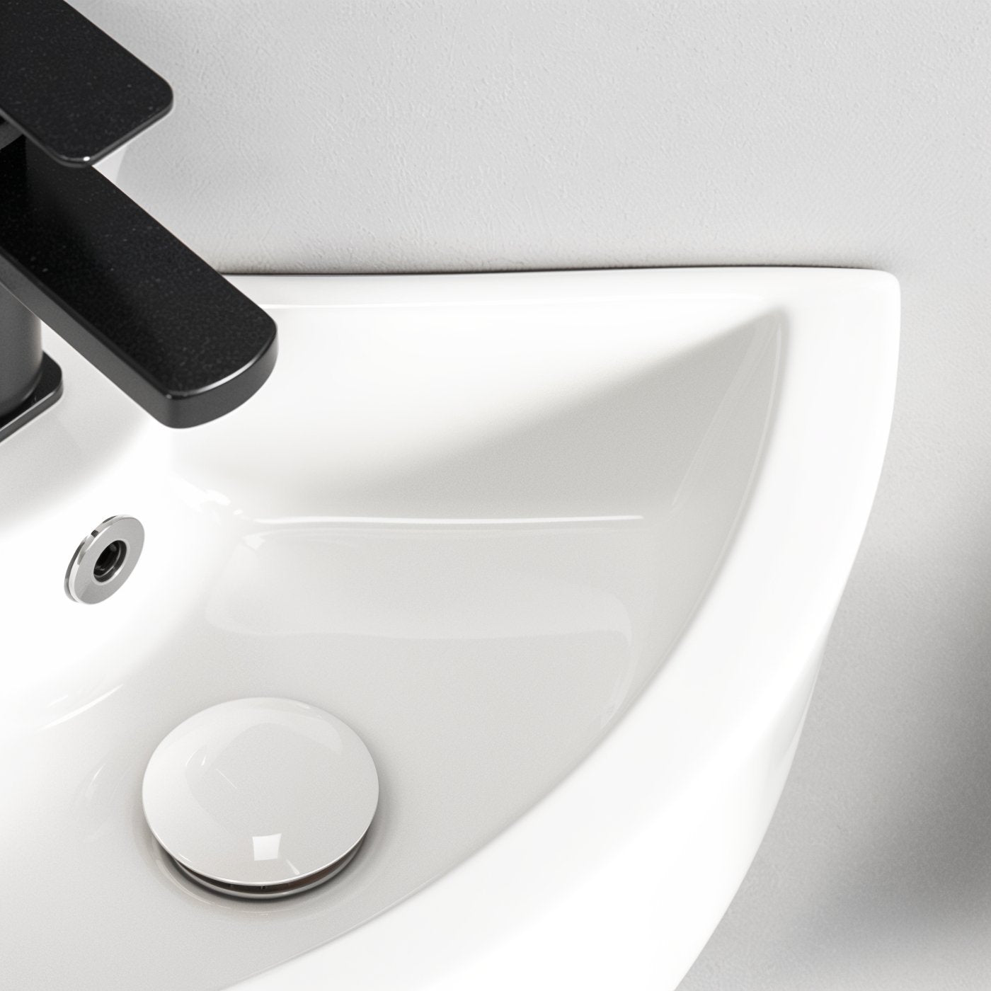 Lavabo d'angle en céramique pour WC invités 46x32 cm