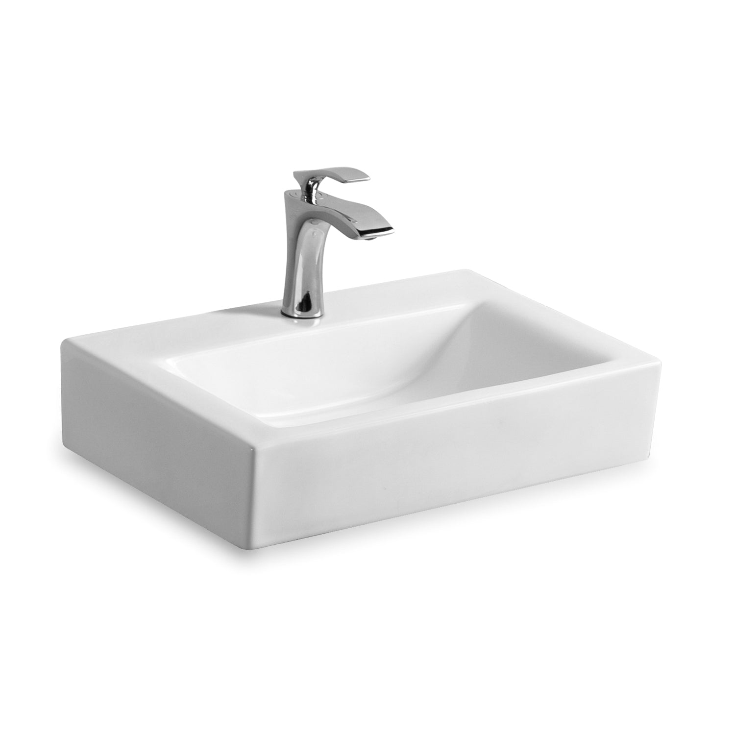 Wc ospiti lavabo sospeso o da appoggio in ceramica Soho bordo sottile 43 x 30 cm