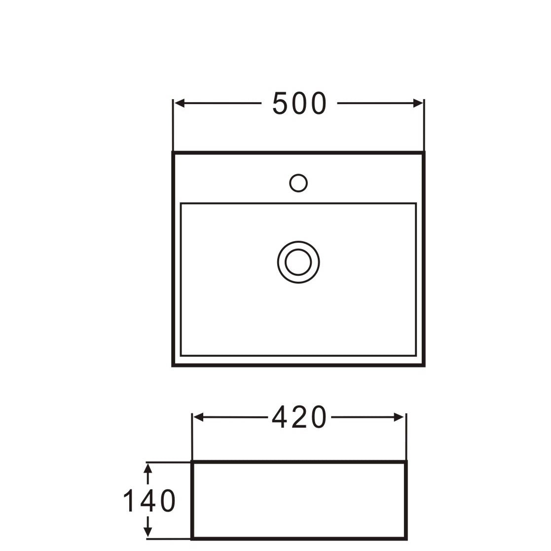 Lavabo suspendu Marina en céramique à bord fin 50x42 cm