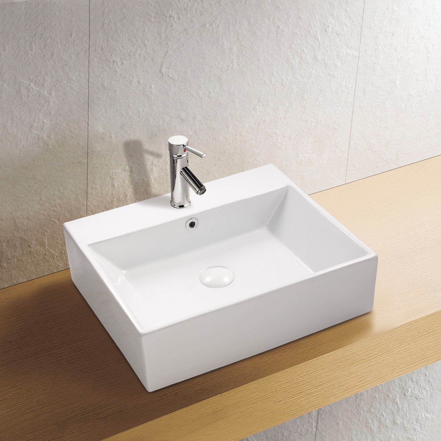 Lavabo suspendu Marina en céramique à bord fin 50x42 cm