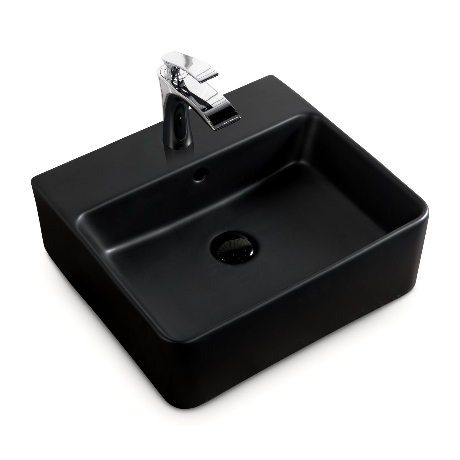 Lavabo mural en céramique Soho à bord fin 46 x 42 cm noir mat
