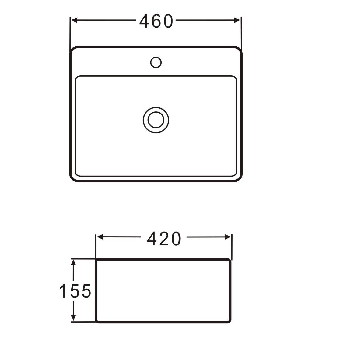 Lavabo mural suspendu en céramique Soho, bord fin 46 x 42 cm, noir mat