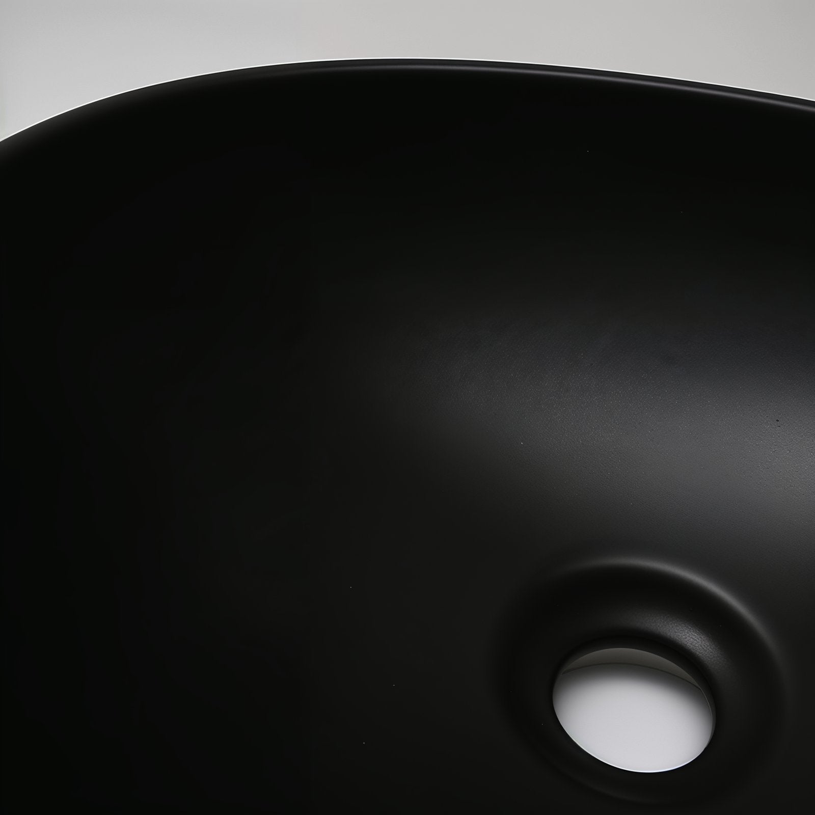 Lavabo à poser Park en céramique fine, finition noir mat, sans trou pour robinet, 400 x 340 x 145 mm