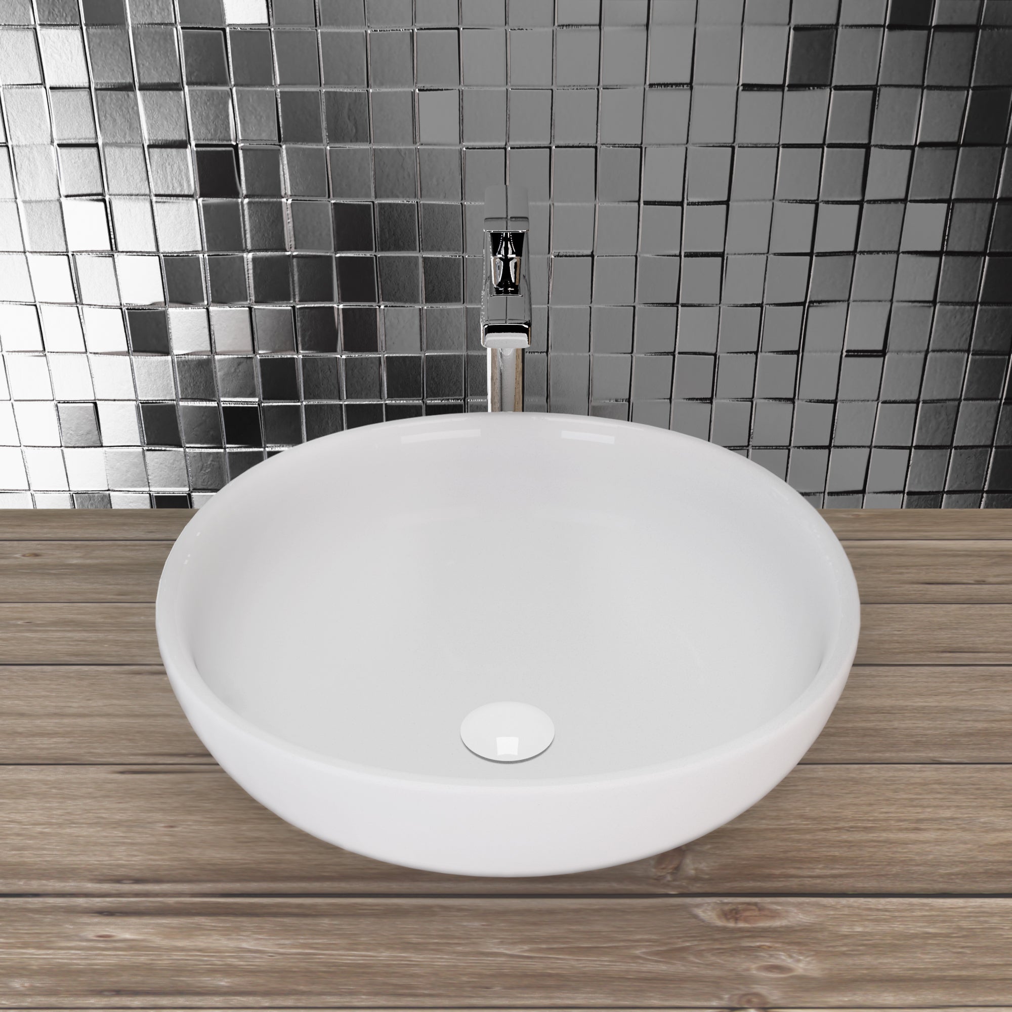Lavabo rotondo in ceramica Highline opaco bianco 40 cm