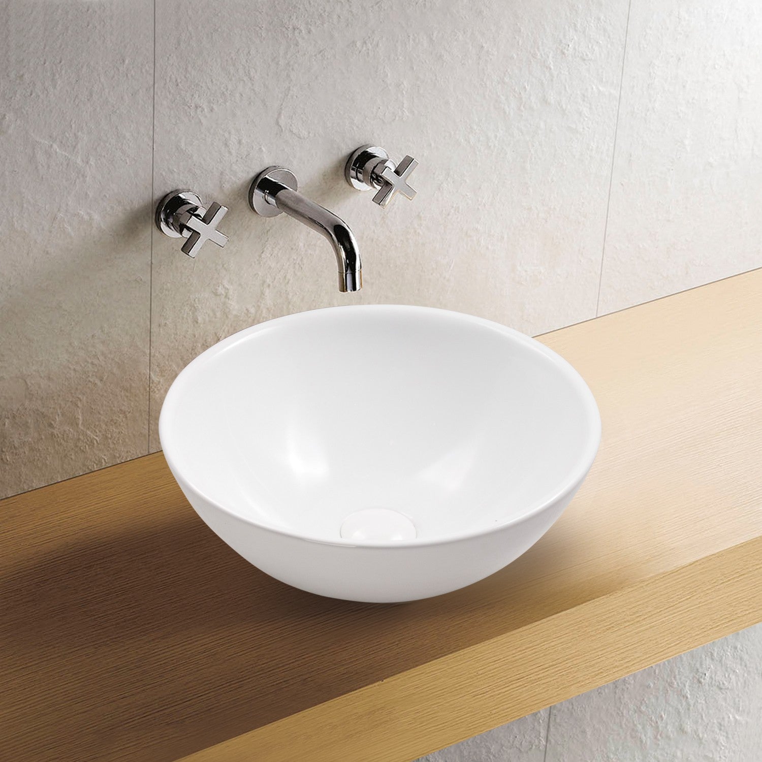 Lavabo da Appoggio in Ceramica Rotondo Highline Bianco Brillante 40 cm