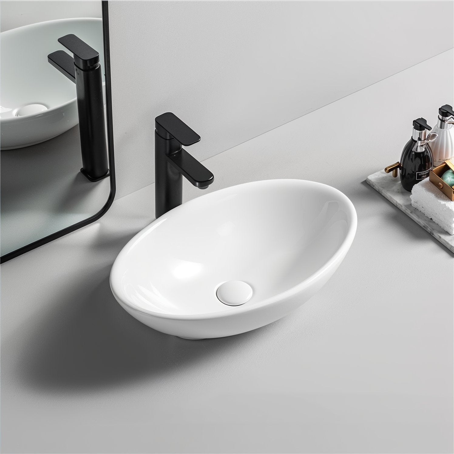 Lavabo in ceramica Park Brillante Bianco 52 cm