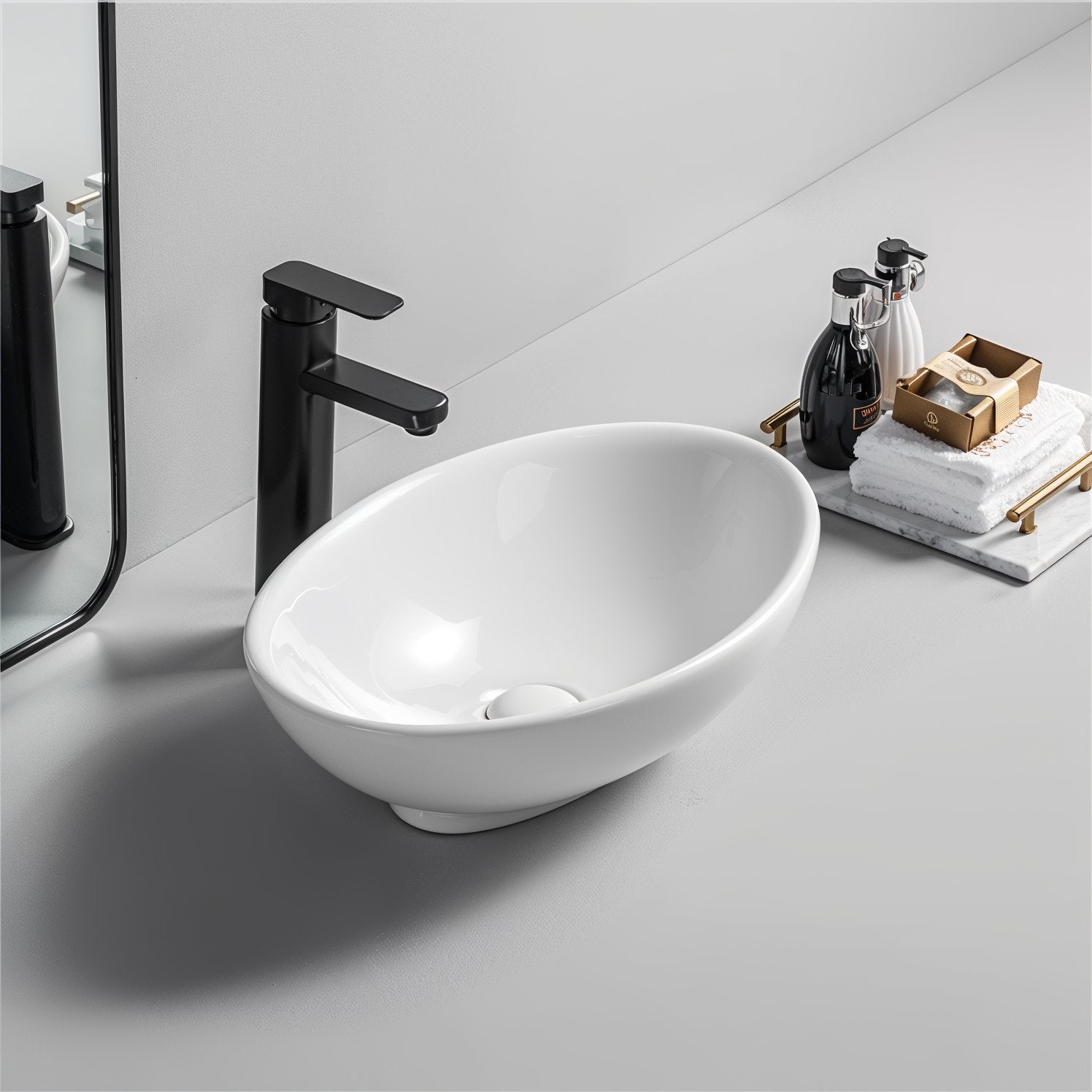 Lavabo in ceramica Park Brillante Bianco 52 cm