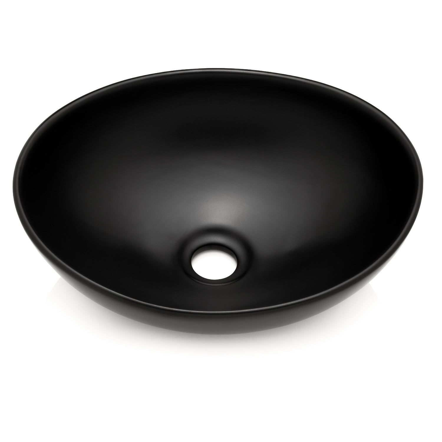 Lavabo à poser Park en céramique fine, finition noir mat, sans trou pour robinet, 400 x 340 x 145 mm