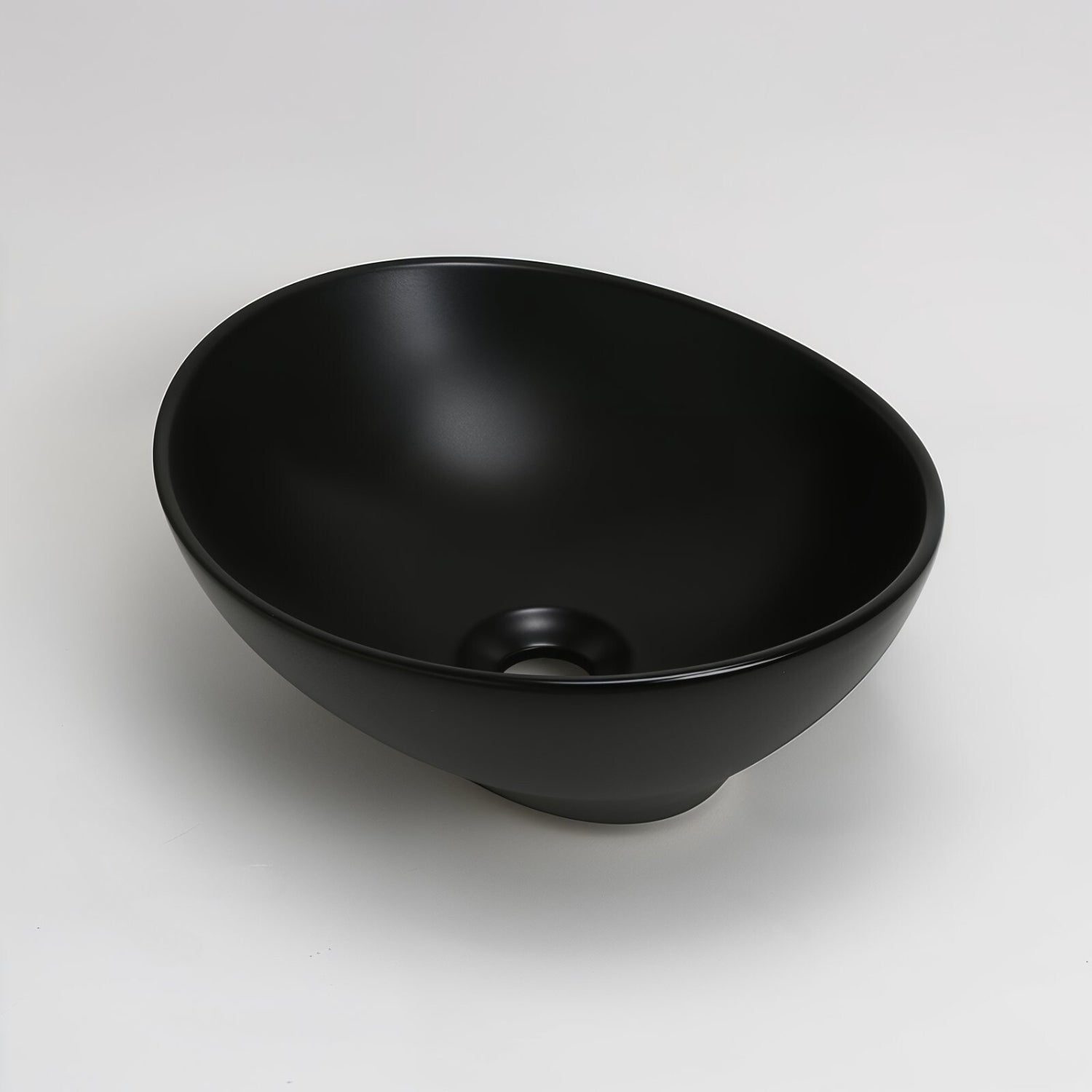Lavabo à poser Park en céramique fine, finition noir mat, sans trou pour robinet, 400 x 340 x 145 mm