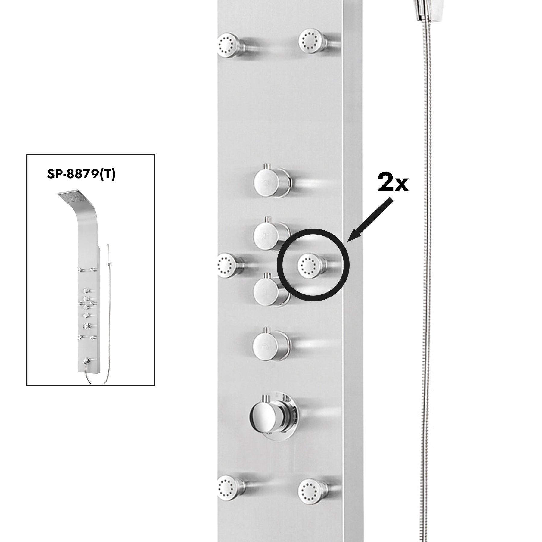 Massage nozzle set for shower panel SP-8879(T)