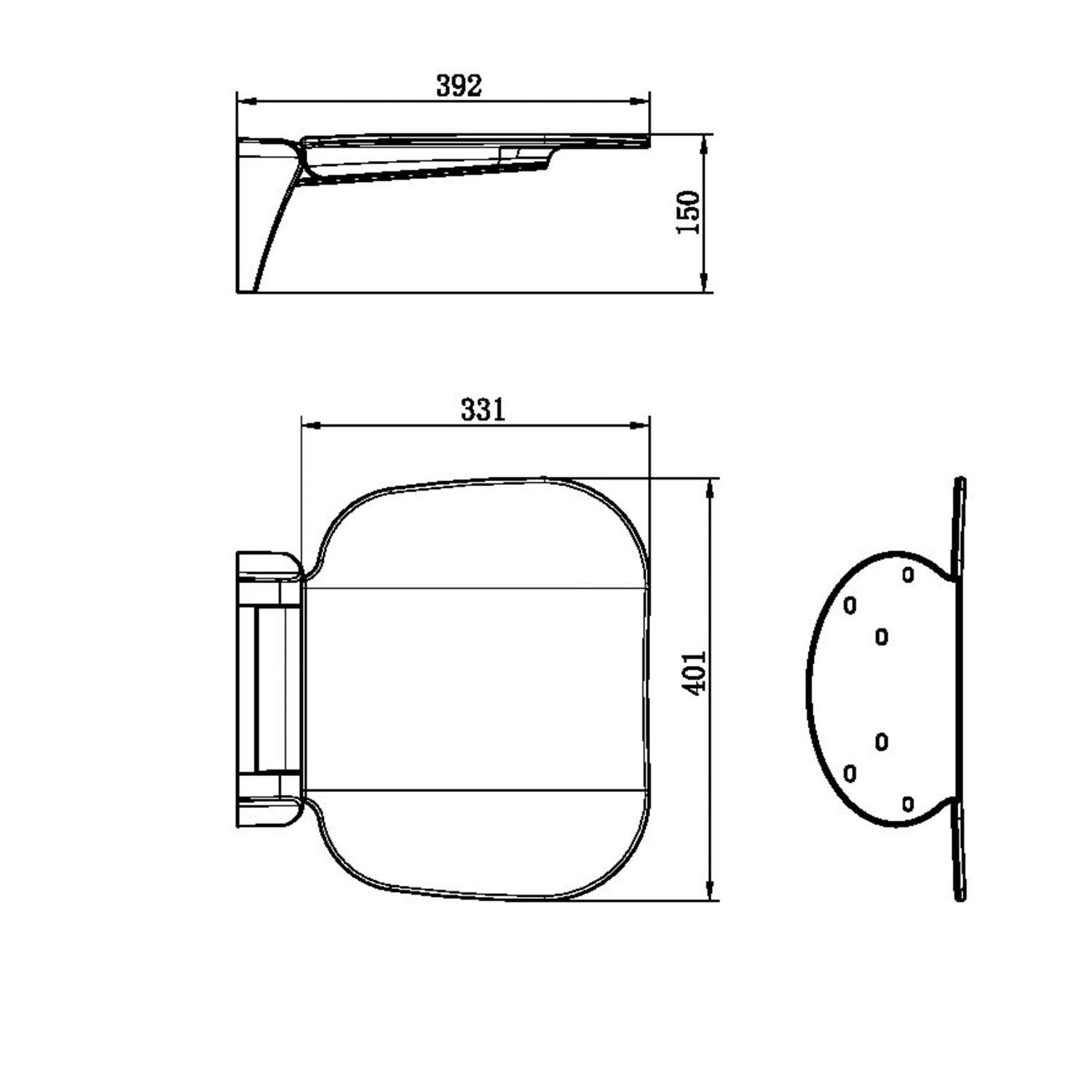 Mecca CARE sedátko do sprchy 400×330 mm skládací sedátko