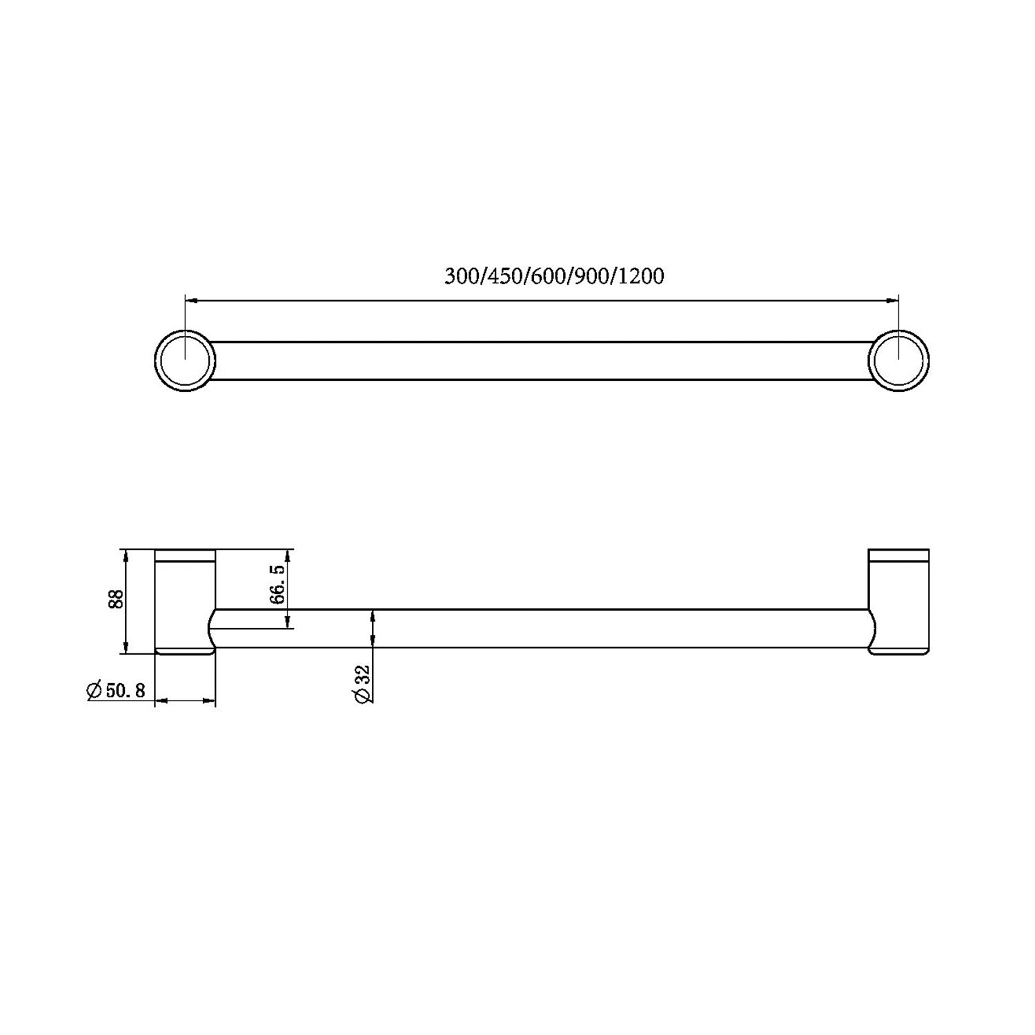 Mecca CARE 32 mm úchytná rukojeť opěrná rukojeť, 1200 mm