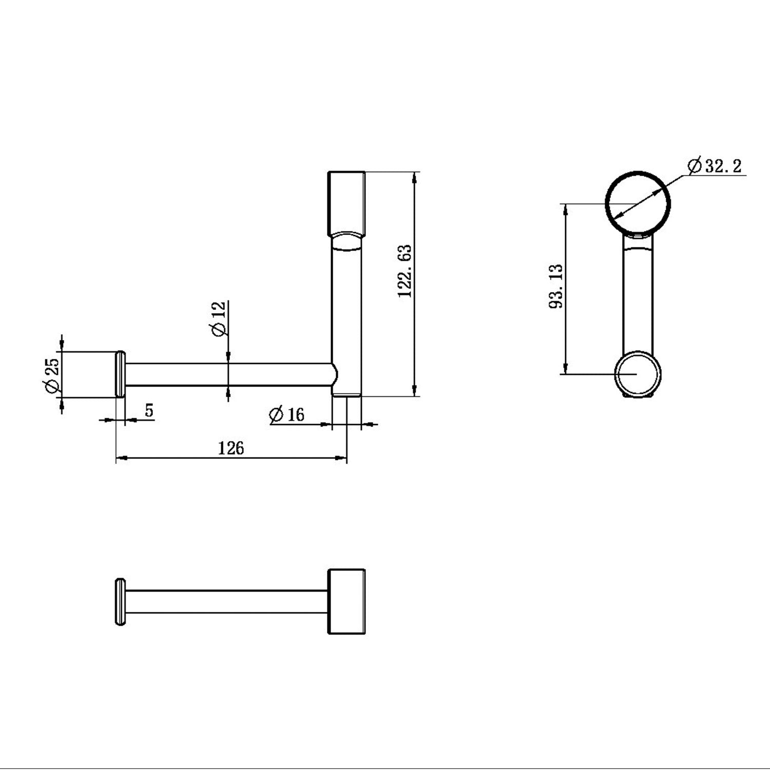 Support de rouleau WC Mecca CARE ADD ON pour poignée de soutien rabattable