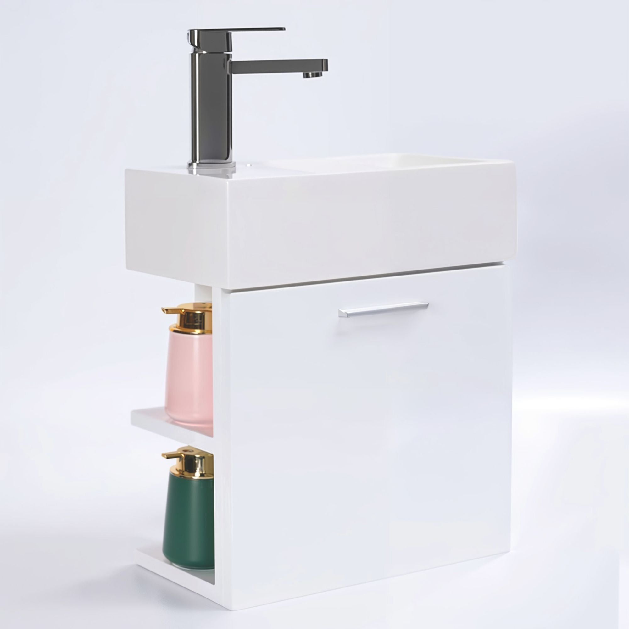 WC ospiti, mobile da bagno, lavabo con mobile base e vani portaoggetti, lavabo