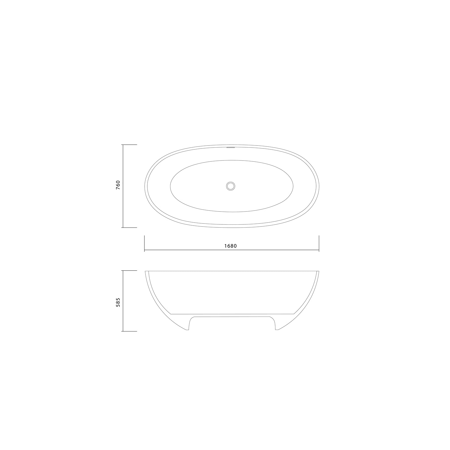 Freistehende Badewanne "Soho 2.0" 160, 168 oder 180 cm - Mineralguss
