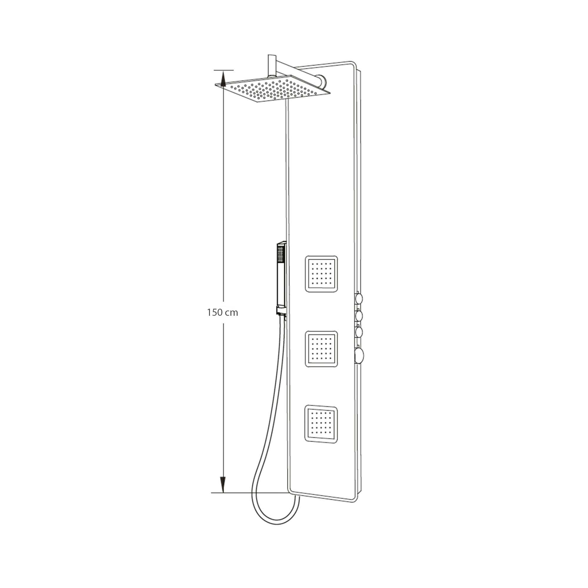 Panneau de douche en verre avec thermostat blanc et douche de pluie XXL