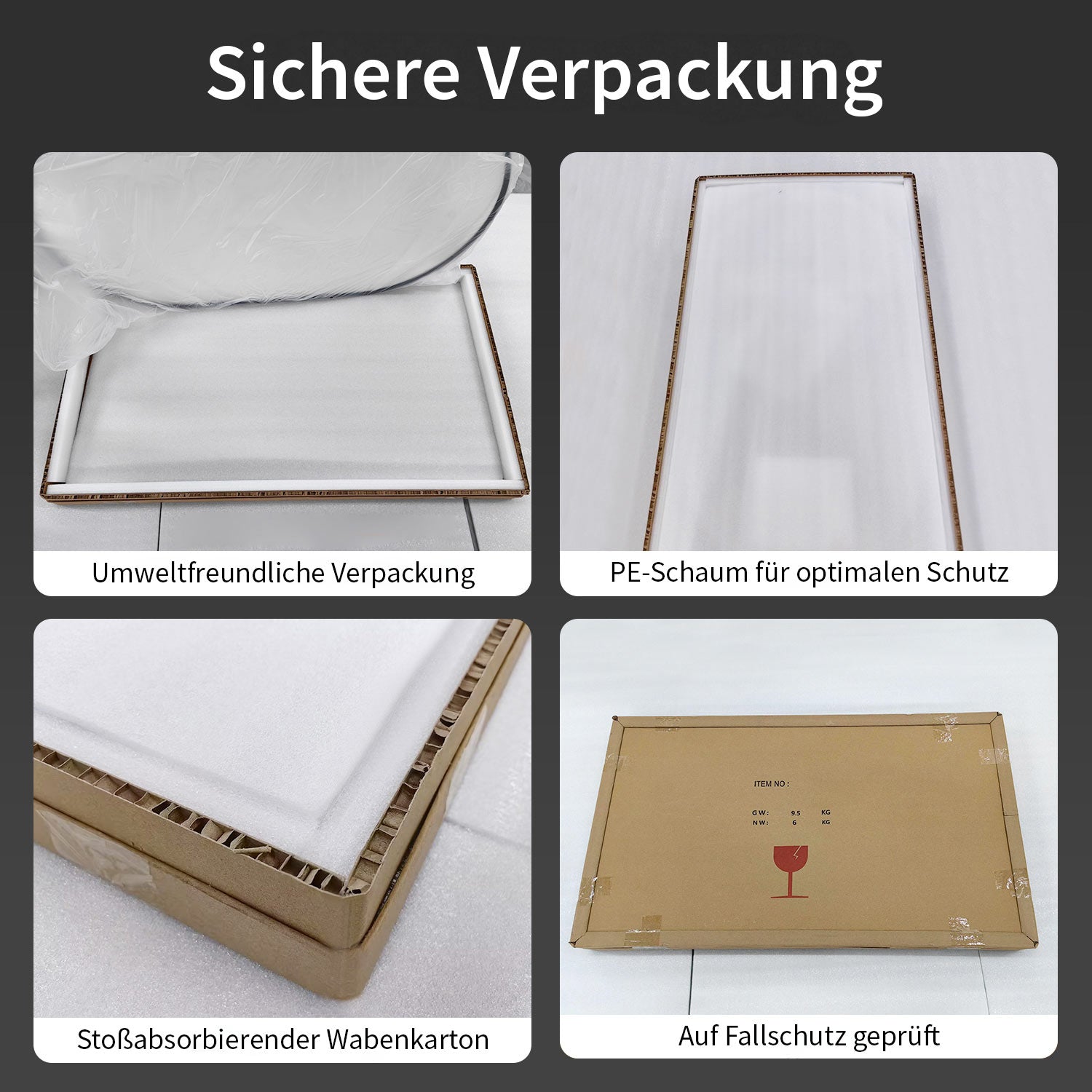 LED-Badspiegel | Hintergrundbeleuchtung | dimmbares Licht | Touch-Sensor & Spiegelheizung | Größe wählbar