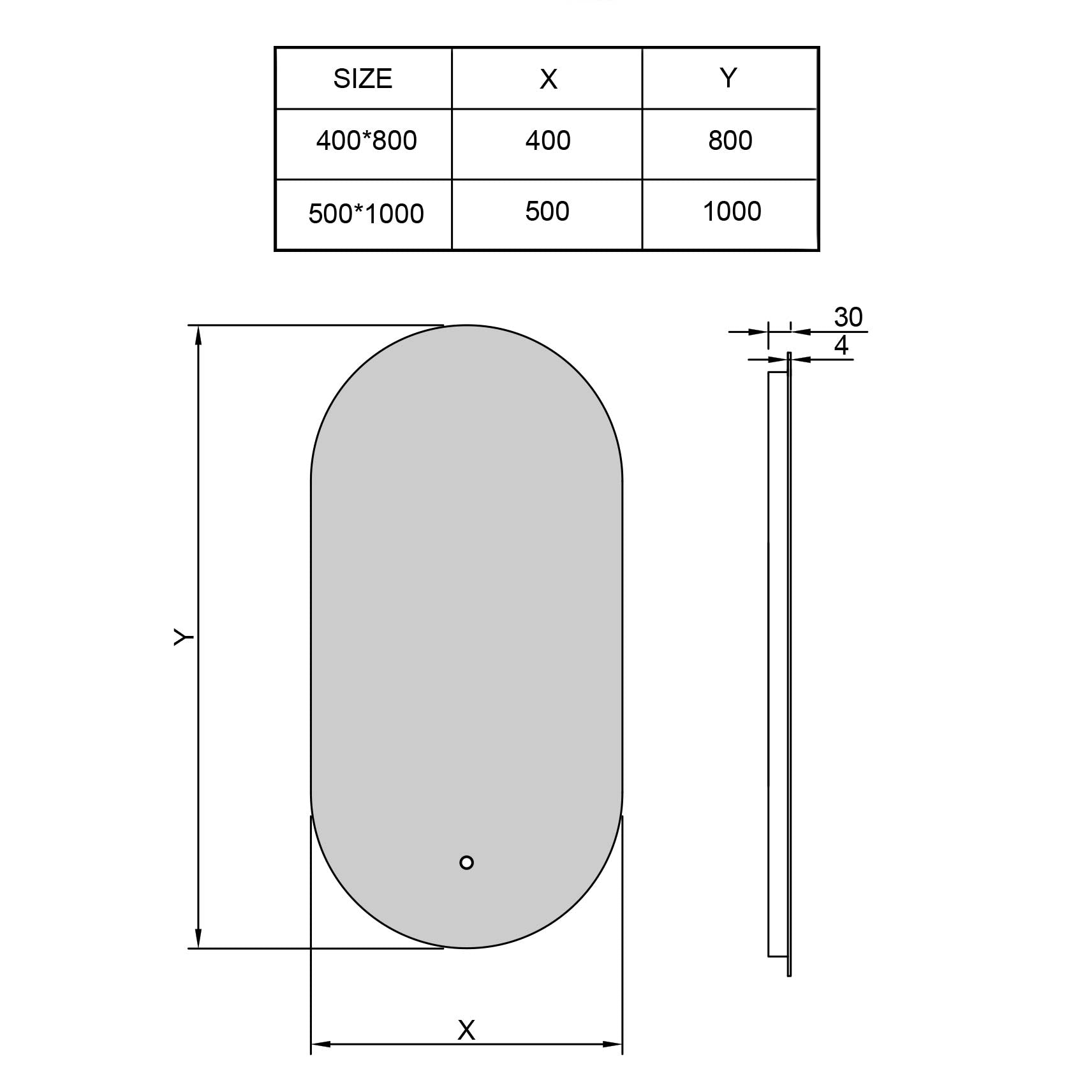 LED Spiegel Oval 40x60 oder 55x100 Schwarz Matt Warm-/Kaltlichteinstellung Badspiegel