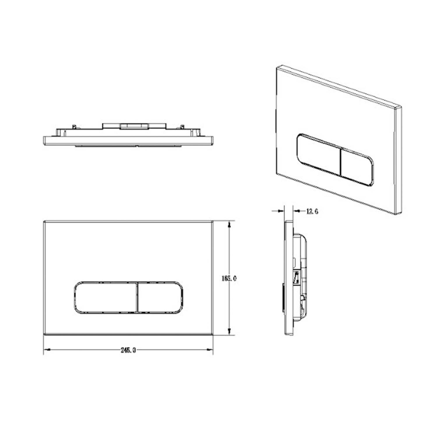 Push plate Brushed Nickel Compatible with Geberit Duofix Sigma (UP 320) 2 volume flush