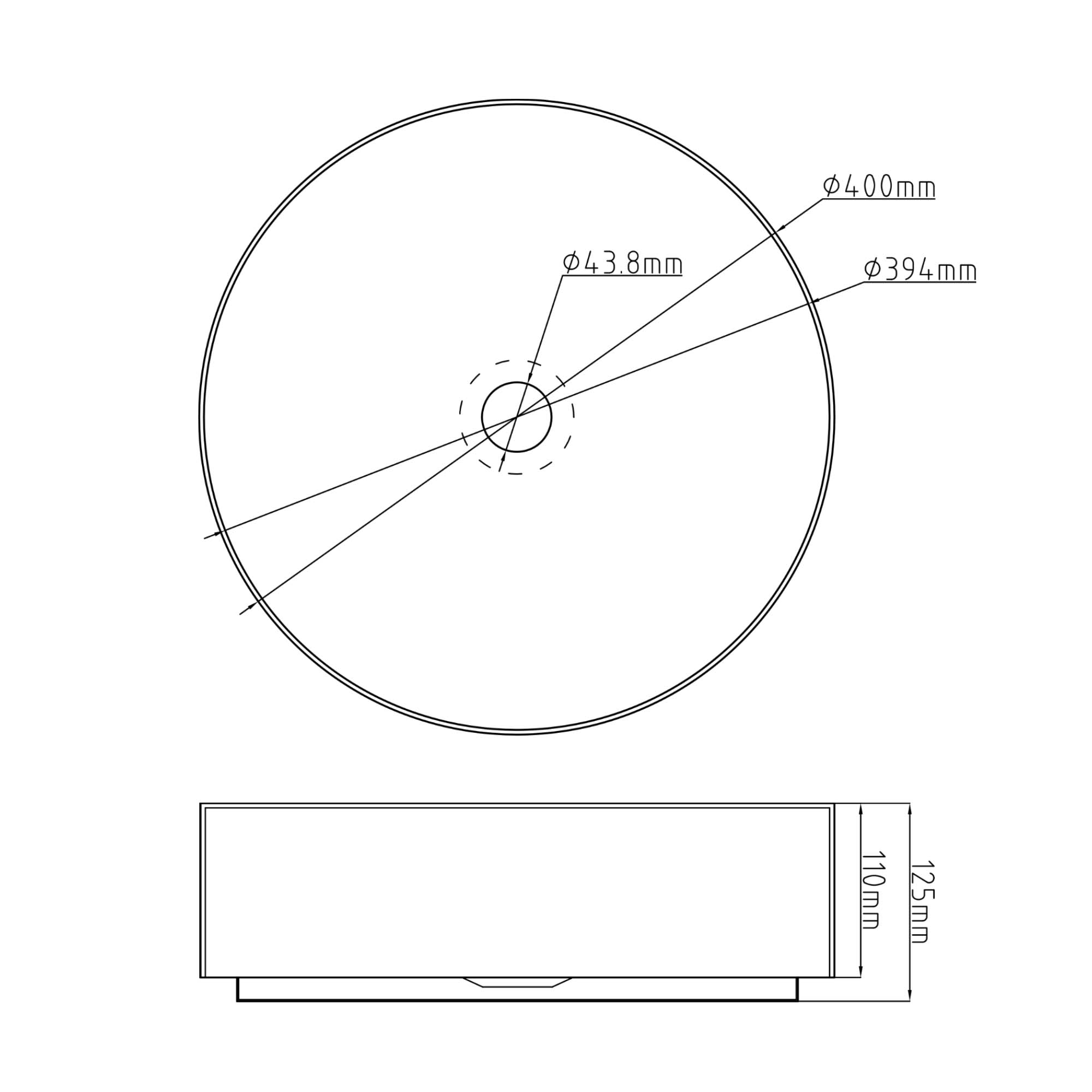 Lavabo Park en acier inoxydable 40 cm, finition laiton brossé, pose sur plan sans trou de robinet