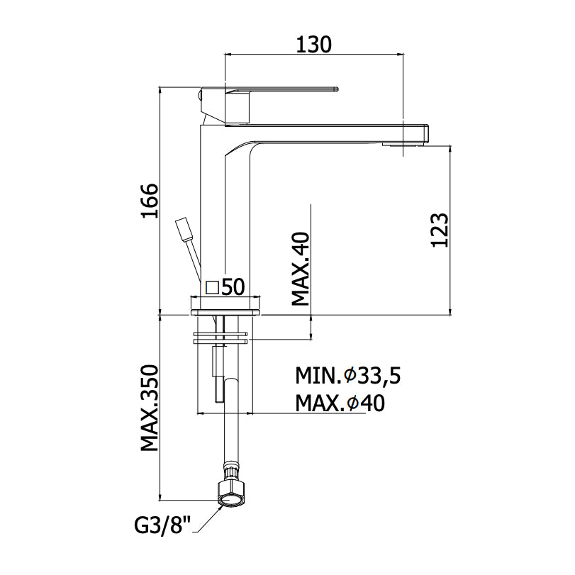 Mitigeur lavabo moderne TANGO en laiton massif, fabrication haut de gamme