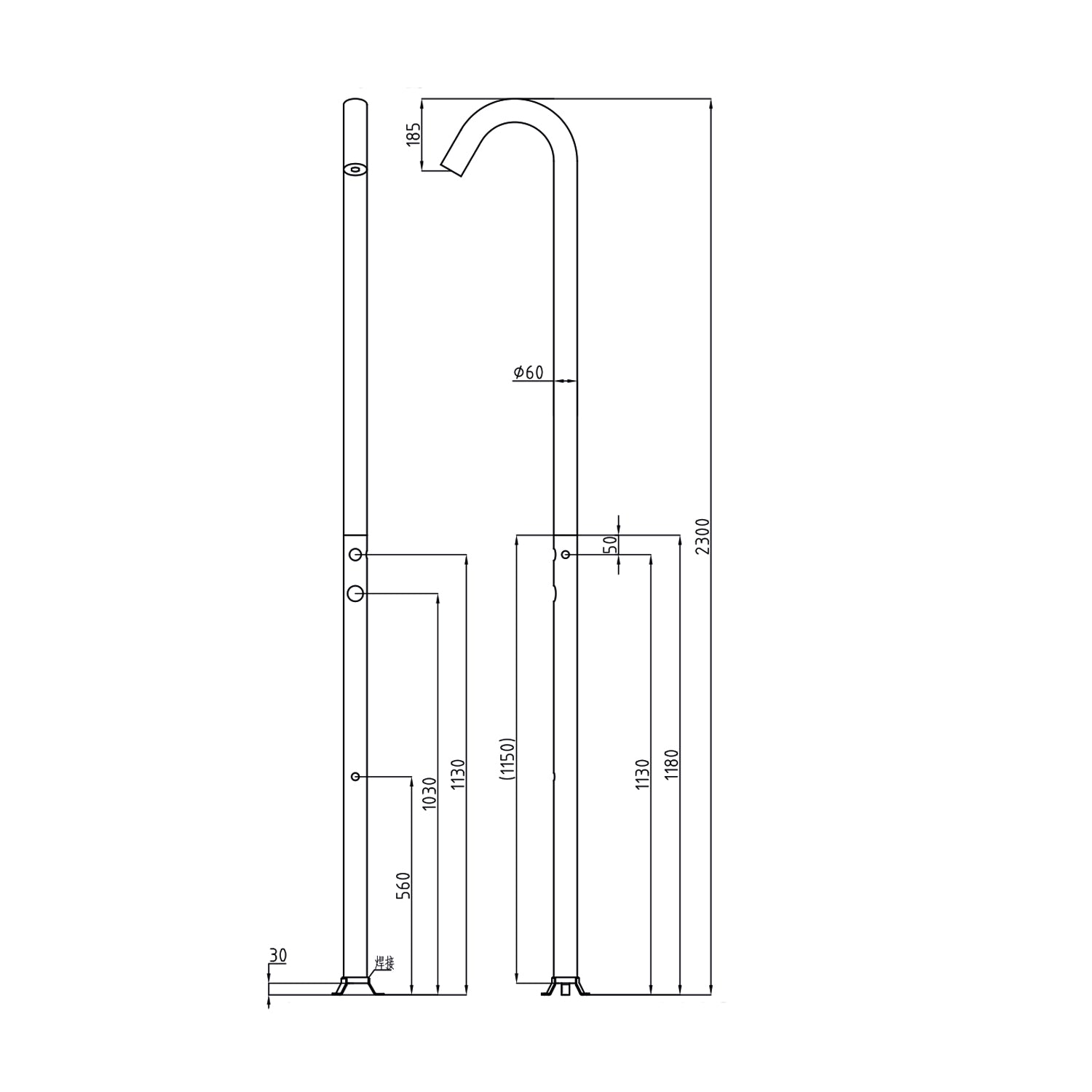Colonne de douche de jardin design série SOHO avec douche pluie et douchette à main en acier inoxydable douche de jardin