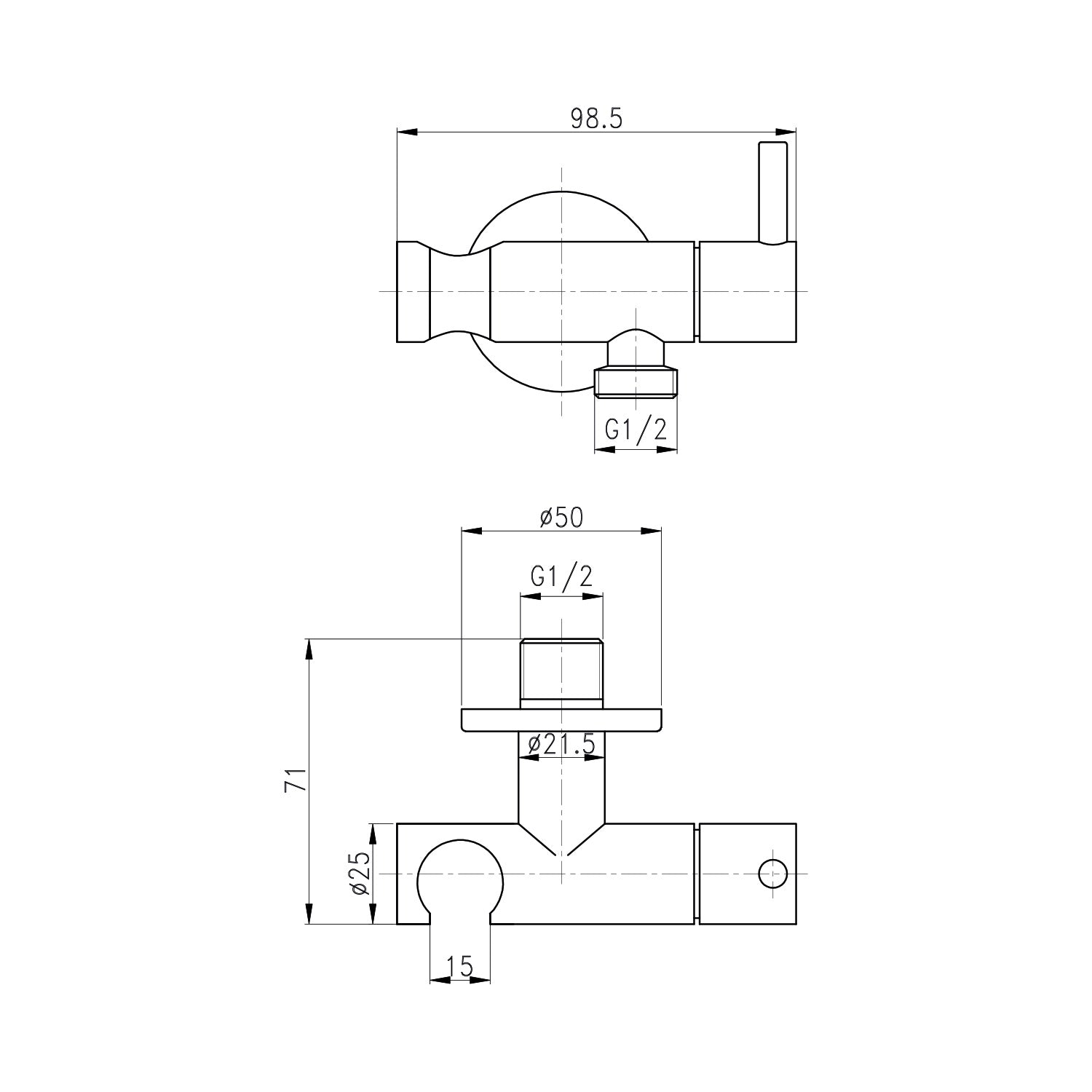 Design WC/Bidet Handbrause Komplettset mit Absperrventil - Rund