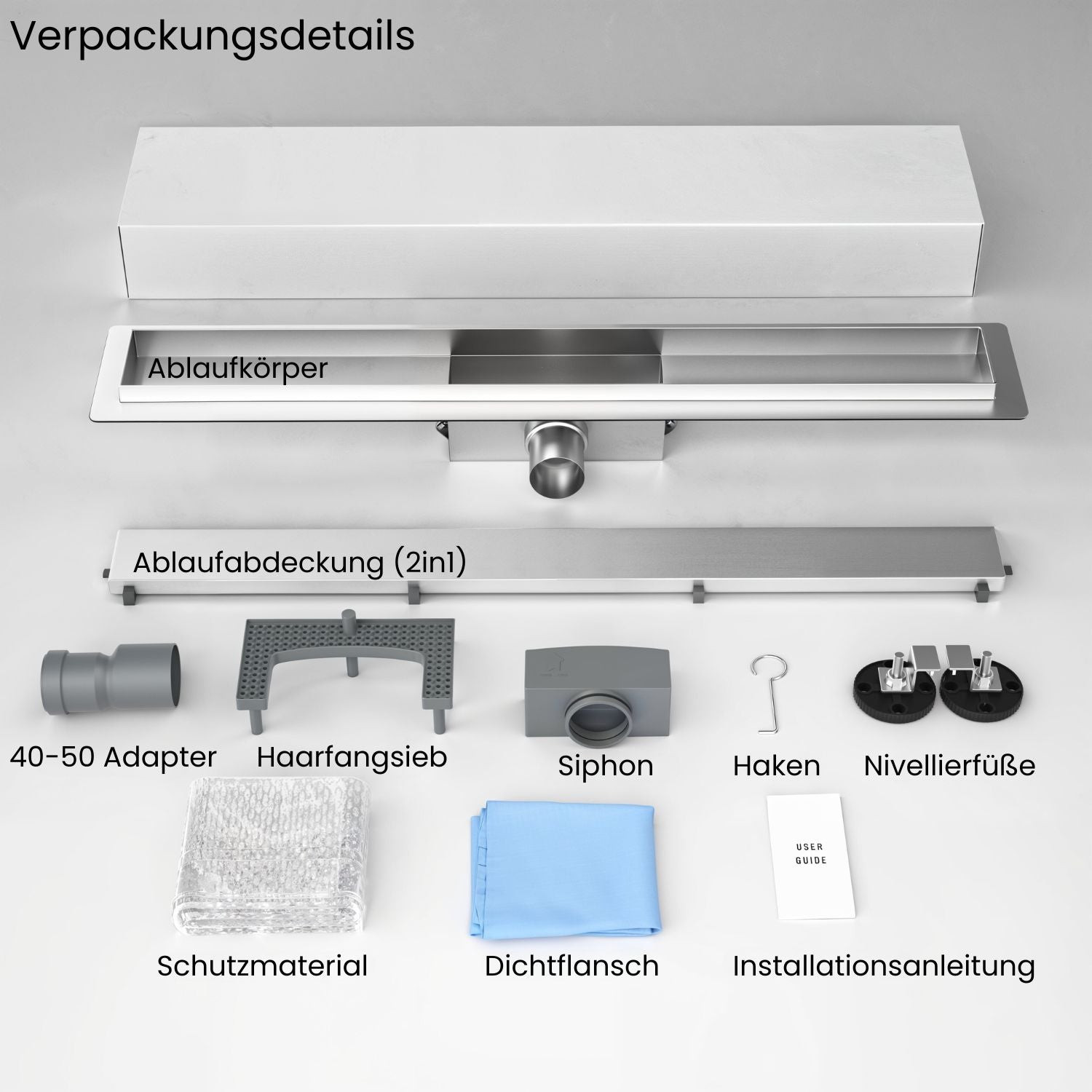 Profi Duschrinne Befliesbar 2in1 60-140cm Edelstahl SU 316