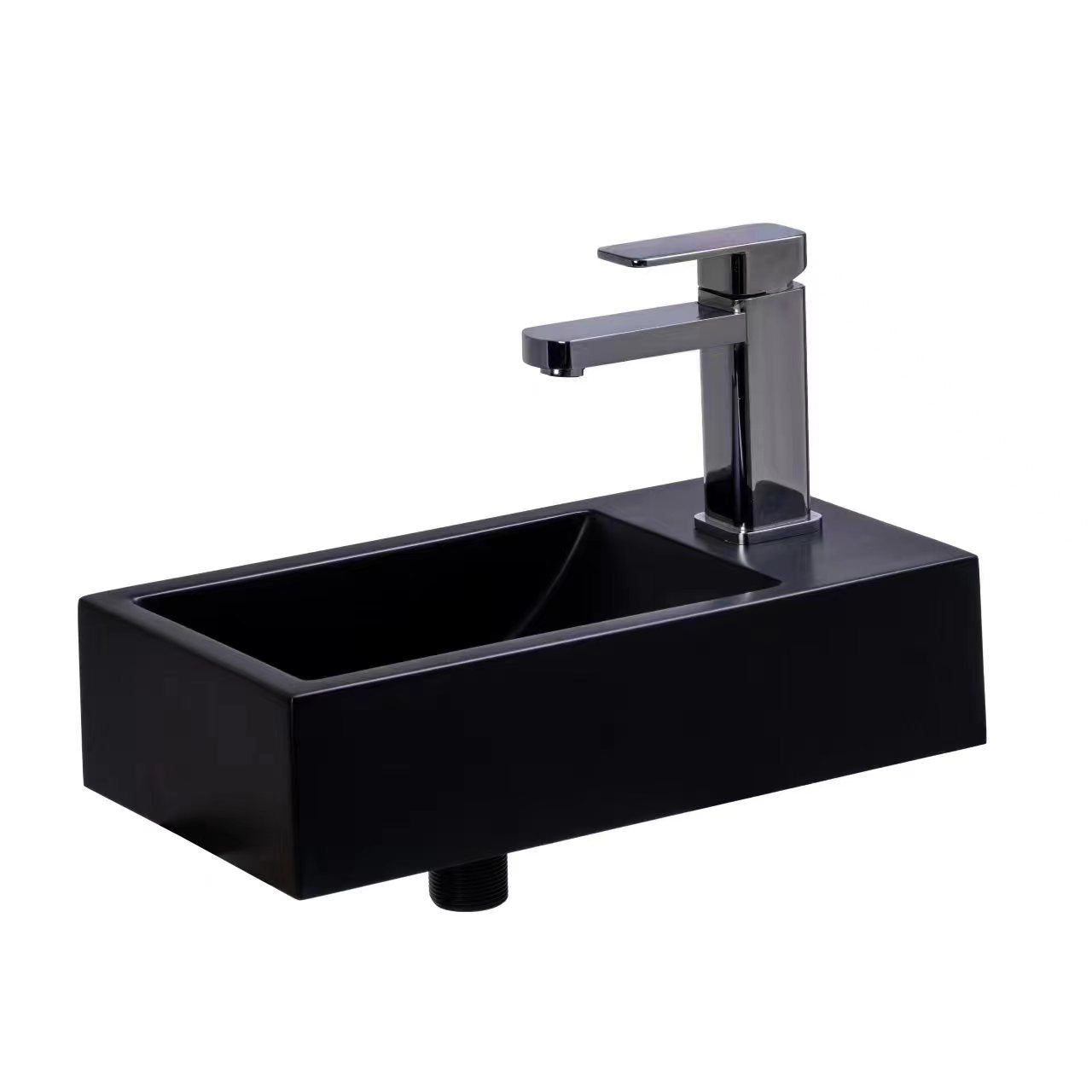 STILFORM Gäste WC Waschbecken QUARZ Schwarz Matt mit Hahnloch