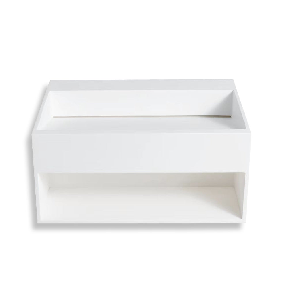 Stilform Wandwaschbecken 60x46x28 cm | Mineralguss mit Ablagefach | Weiß matt