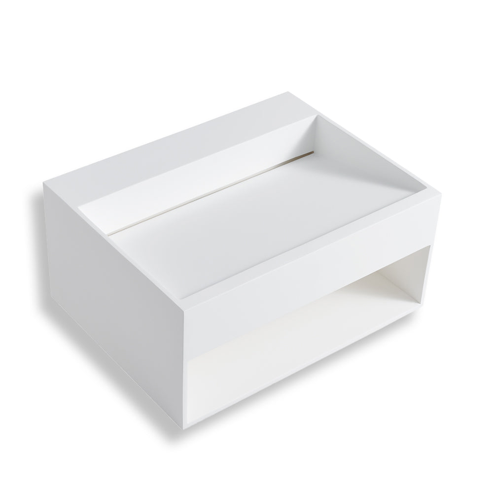 Stilform Wandwaschbecken 60x46x28 cm | Mineralguss mit Ablagefach | Weiß matt