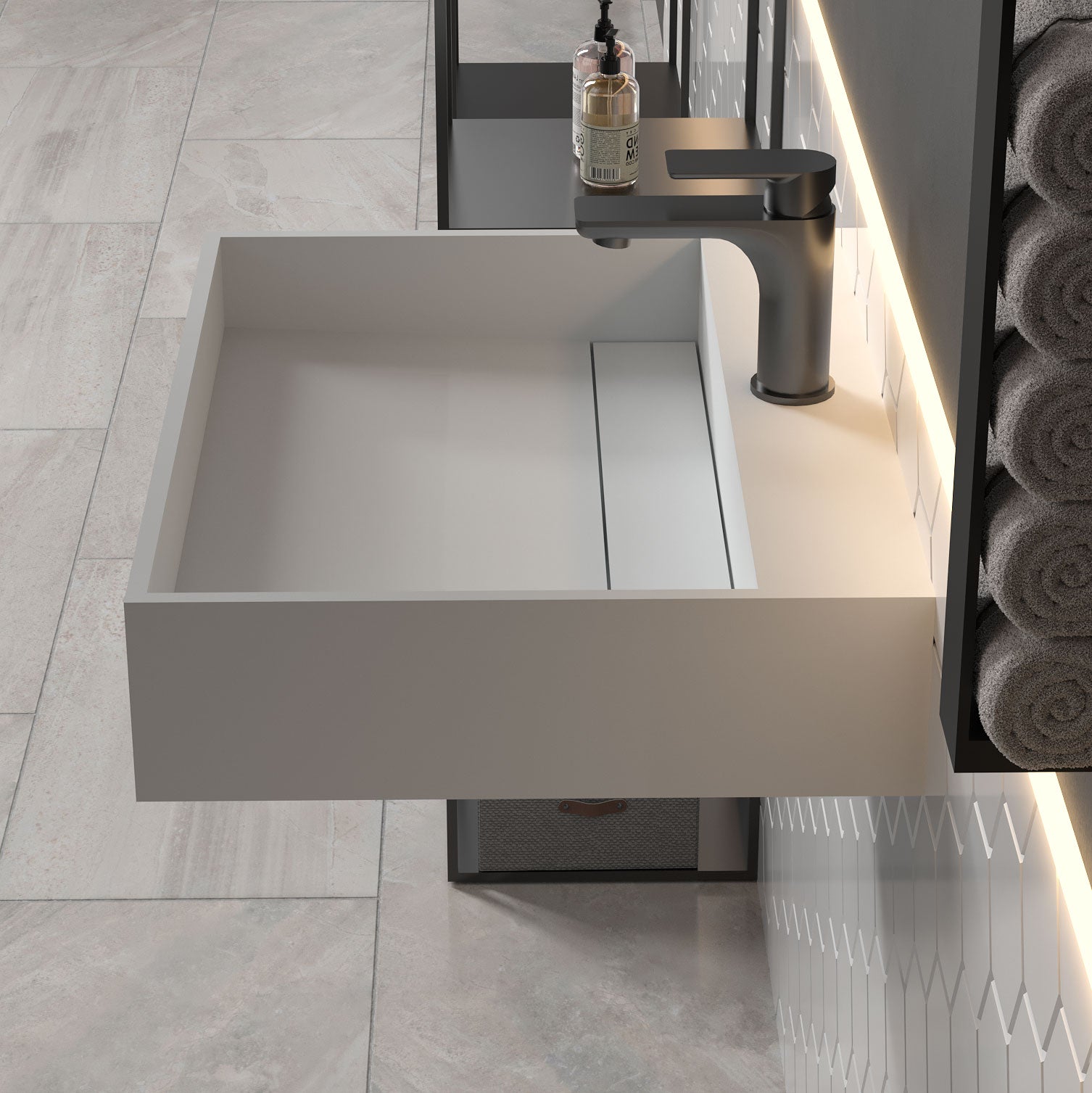 Stilform Wandwaschbecken 60×46×13 cm | aus Mineralguss | Weiß matt