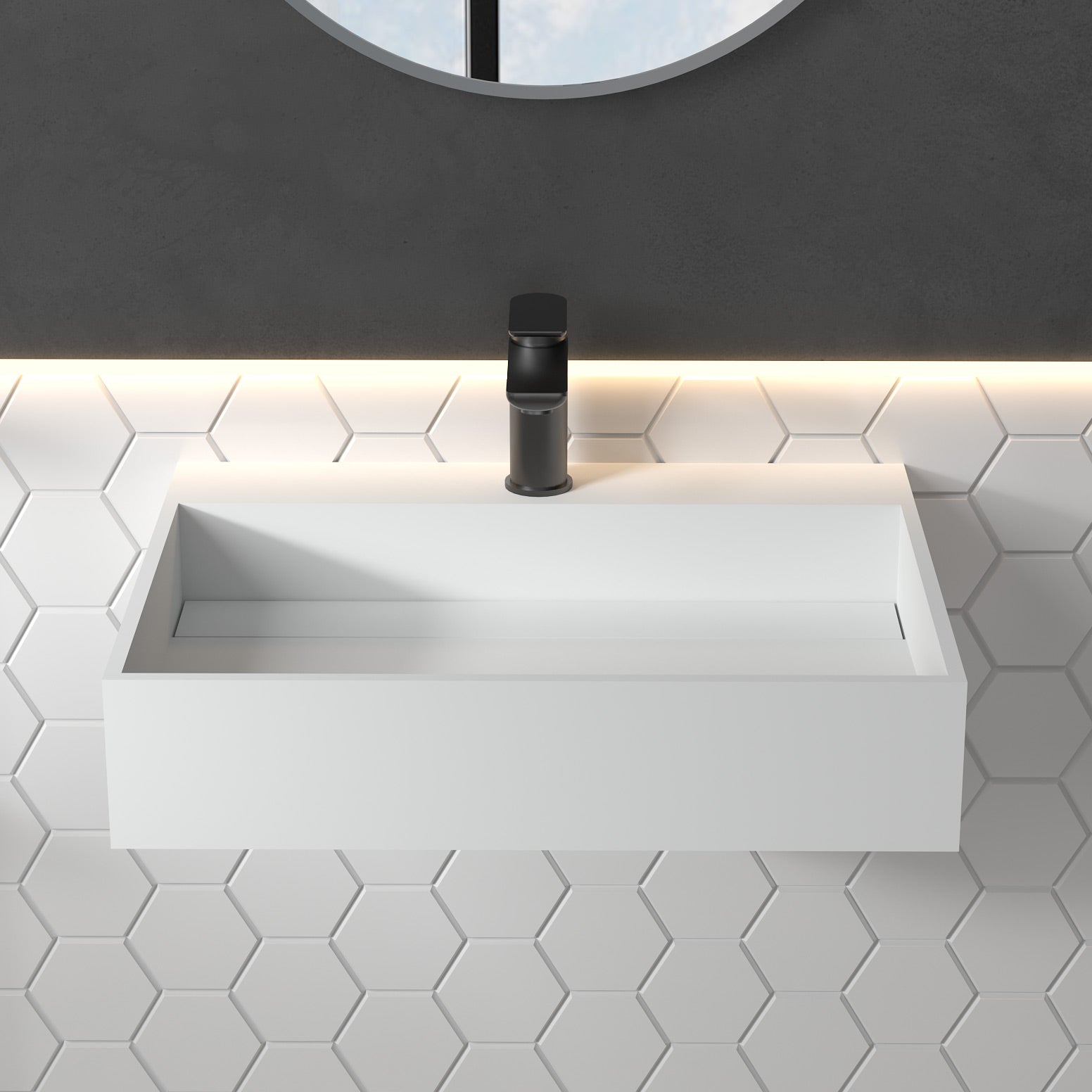 Stilform Wandwaschbecken 60×46×13 cm | aus Mineralguss | Weiß matt