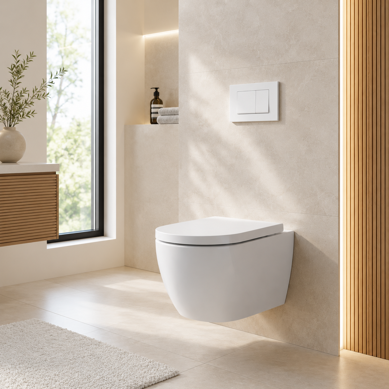 Whirlflush závesné nástenné WC Soho 3.0 bez splachovacieho okraja Tornado splachovanie biely lesk s WC sedadlom toaleta