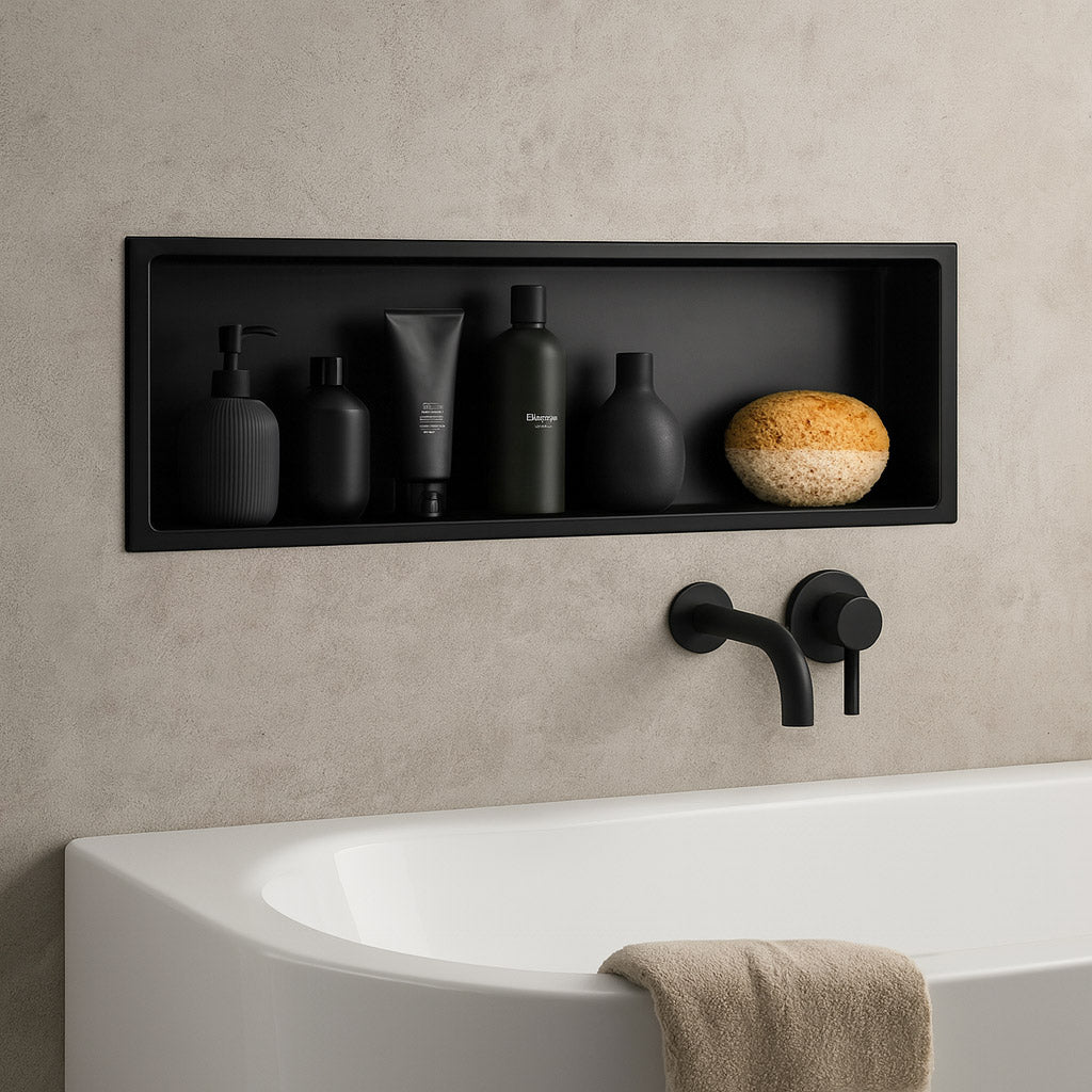 Stilform Nicchia da Parete in Acciaio Inox Nero Opaco nelle misure 30x30, 60x30 cm o 90x30 cm