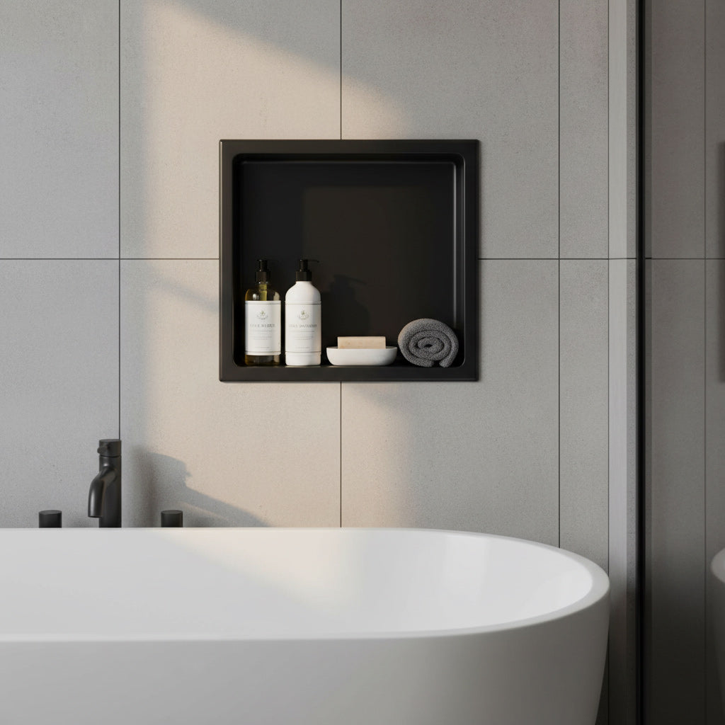 Stilform Nicchia da Parete in Acciaio Inox Nero Opaco nelle misure 30x30, 60x30 cm o 90x30 cm