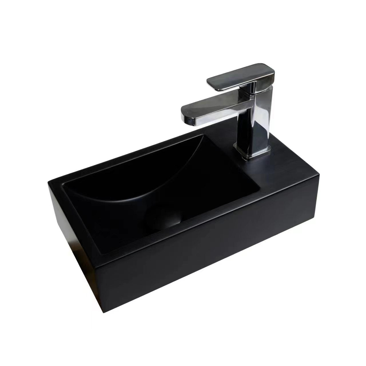 STILFORM Gäste WC Waschbecken QUARZ Schwarz Matt mit Hahnloch