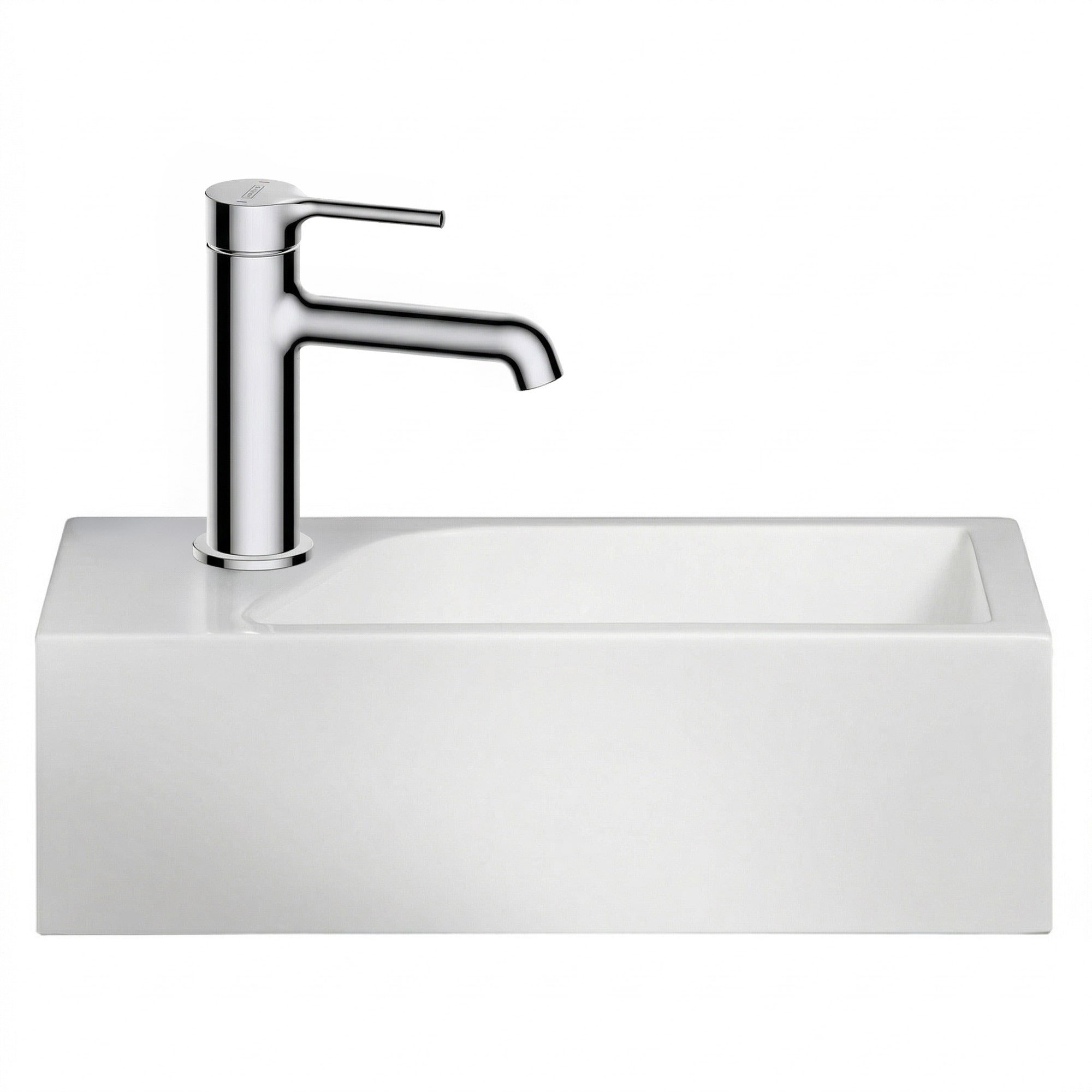SOHO Guest WC Basin Made from Mineral Cast for Wall Mounting or as a Countertop Basin with Tap Hole