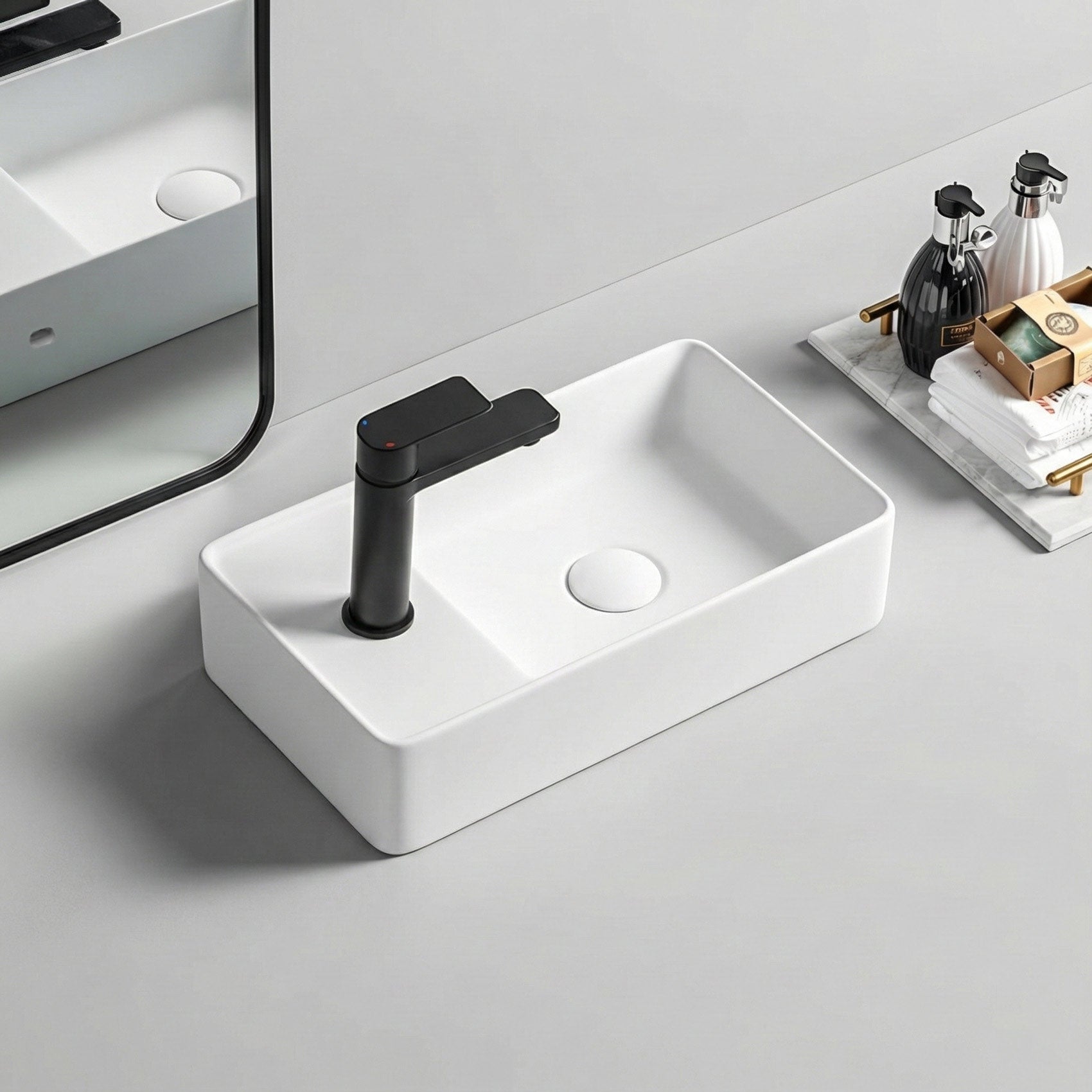 Guest toilet washbasin 46 x 25 cm SOHO 2.0 Ceramic Matt White