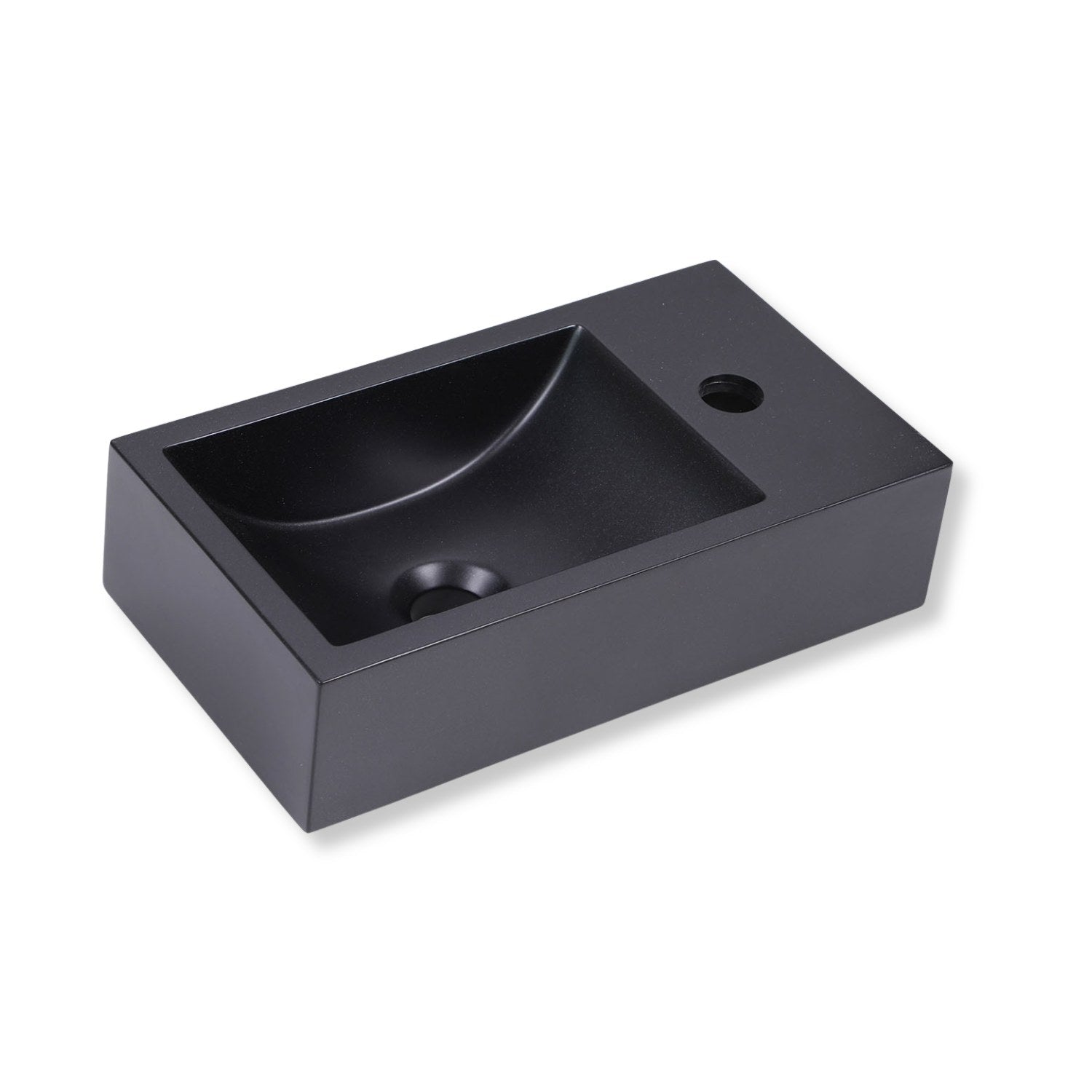 STILFORM Lavabo WC invités QUARZ Noir Mat avec trou pour robinet