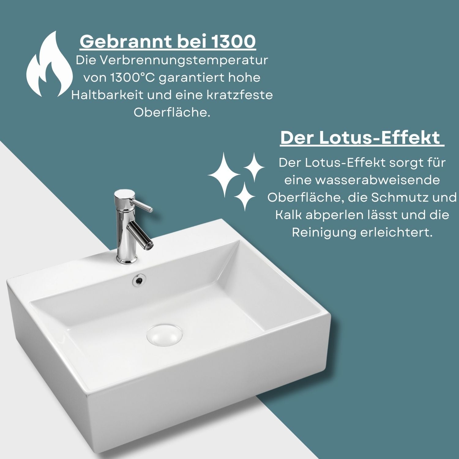 Lavabo suspendu Marina en céramique à bord fin 50x42 cm