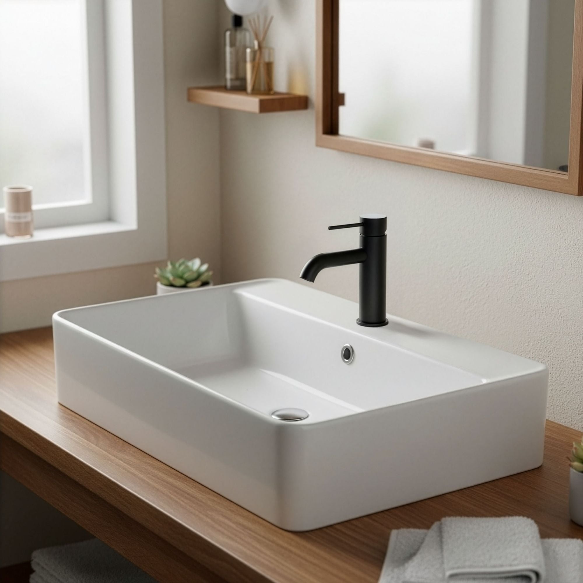 Mitigeur lavabo moderne Stilform série Park en noir mat