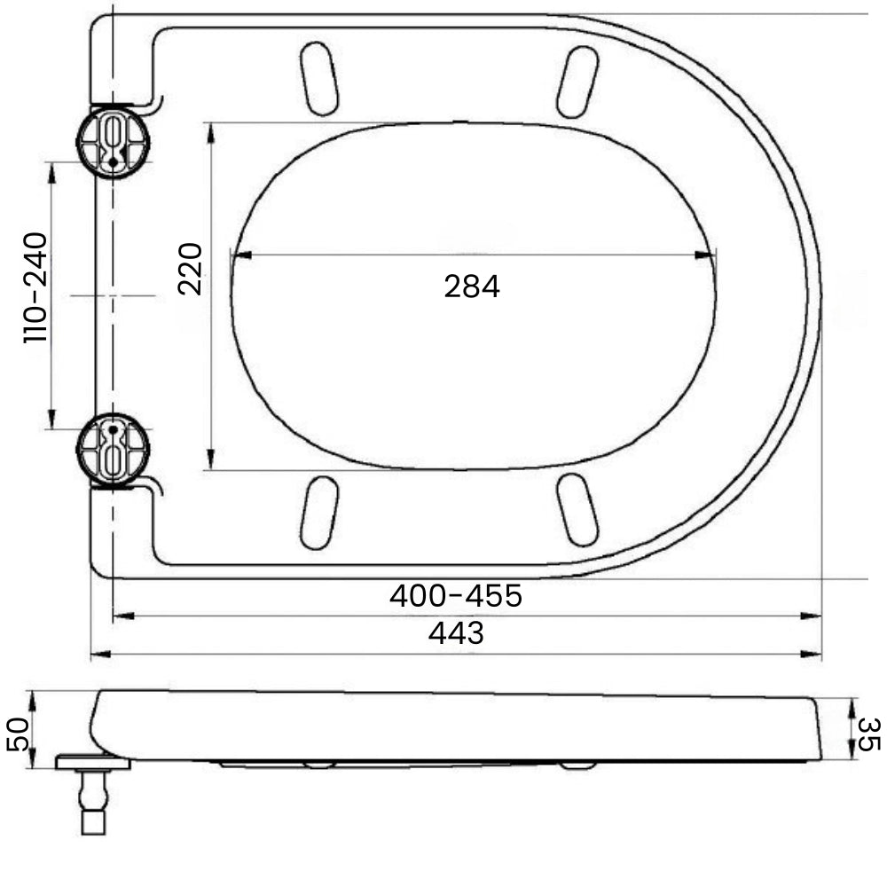 Stilform Soho 2.0 Sedile WC a D-Forma con chiusura ammortizzata in bianco (Duroplast)