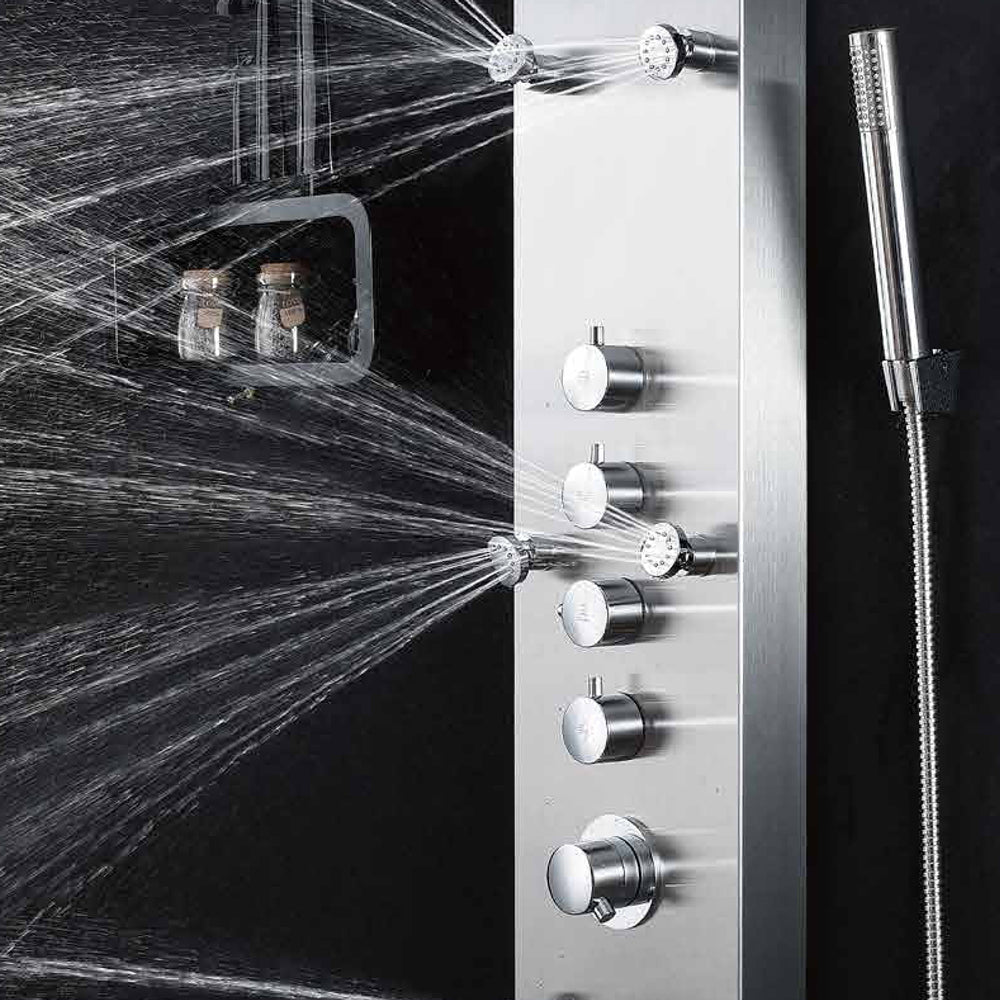 Luxus Edelstahl Duschpaneel mit 6 Hydro Massagejets & Wasserfalldusche