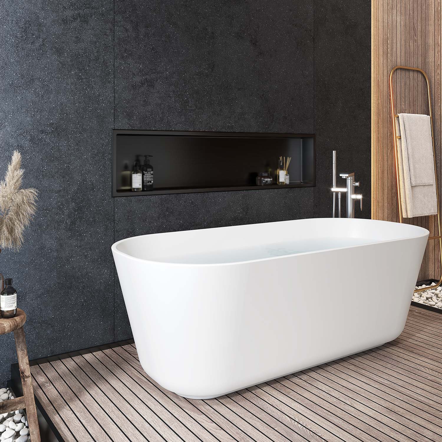 Niche murale en acier inoxydable Stilform noir mat en 30x30, 60x30 cm ou 90x30 cm