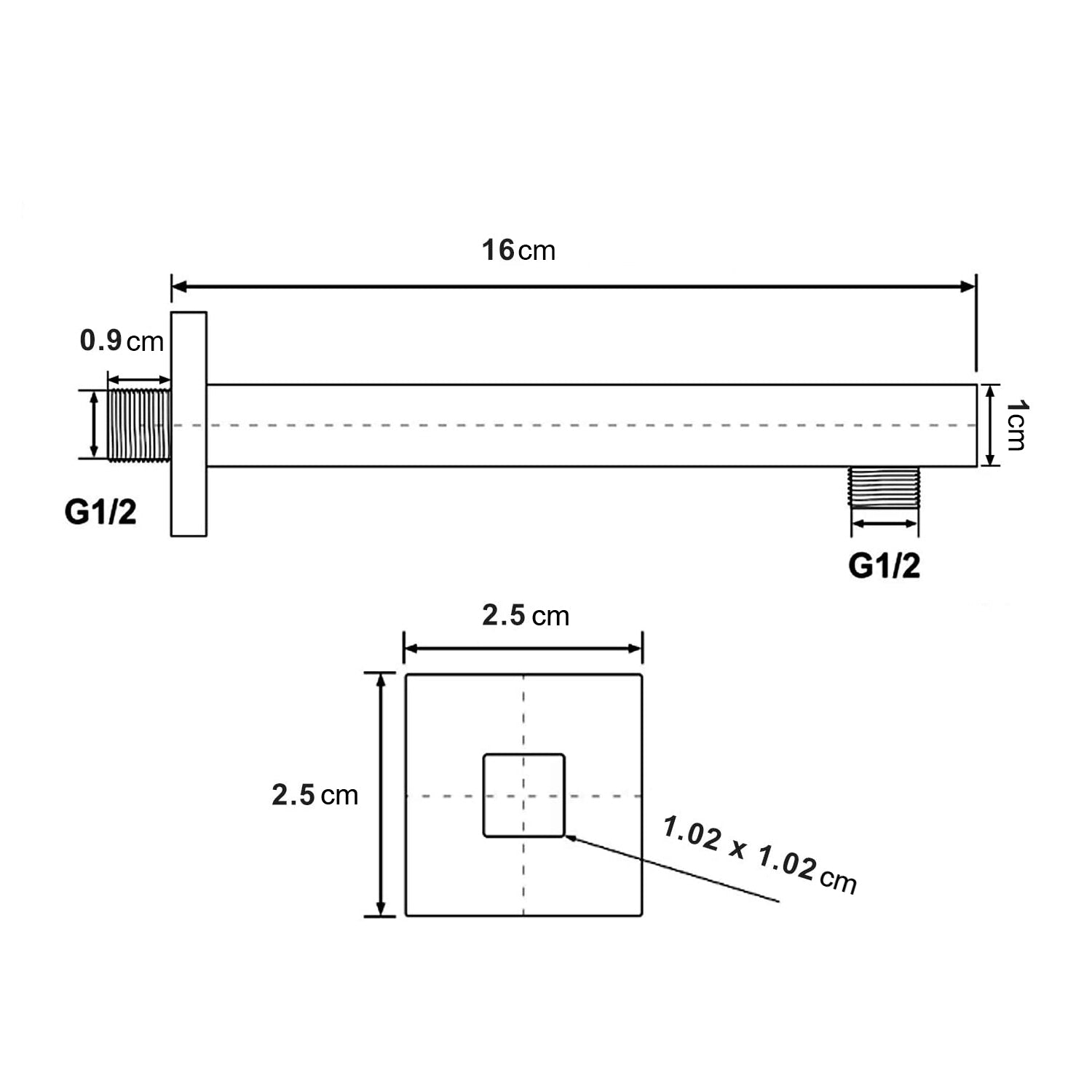 Wandhalterung Design für Regendusche aus massivem Messing in Schwarz Matt