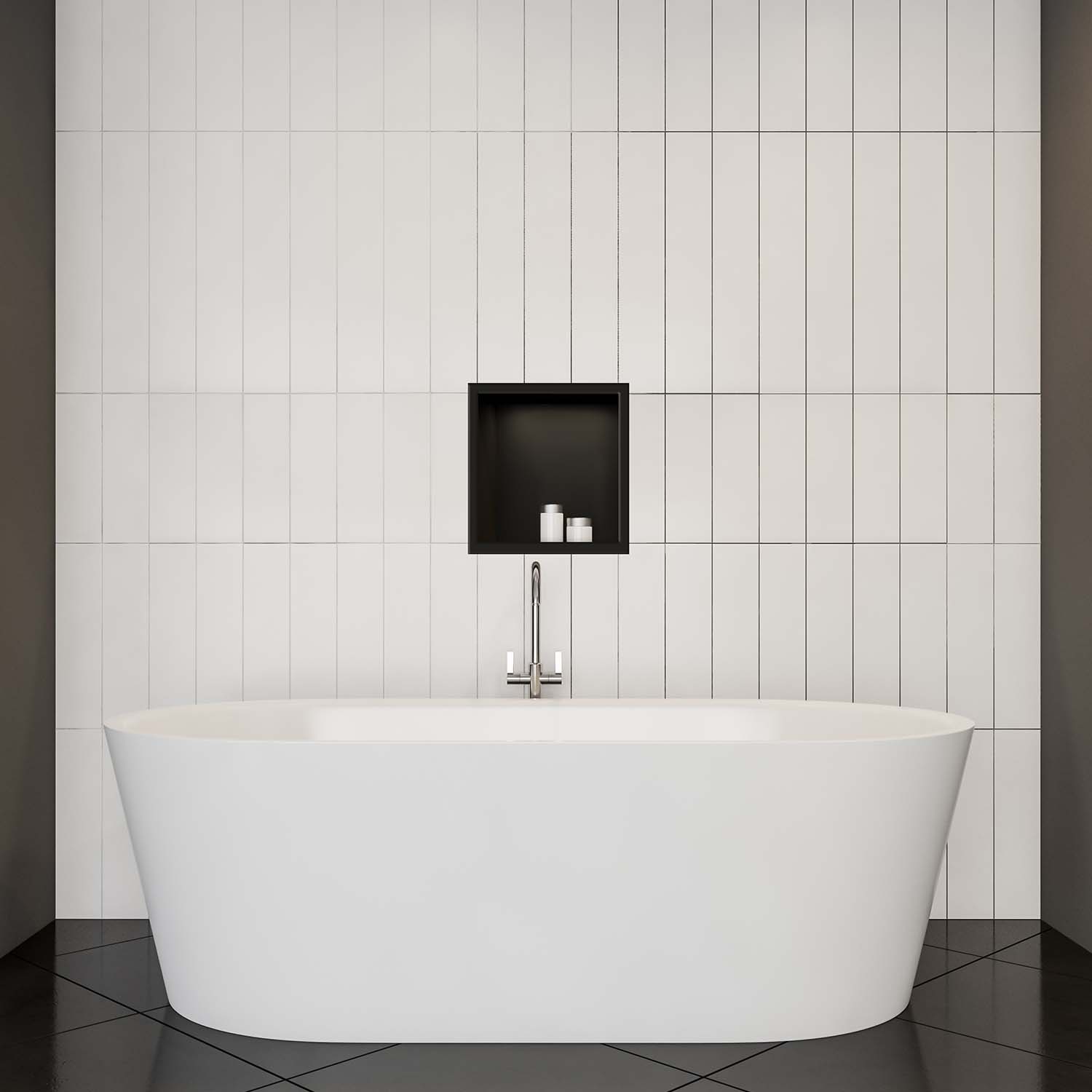 Niche murale en acier inoxydable Stilform noir mat en 30x30, 60x30 cm ou 90x30 cm