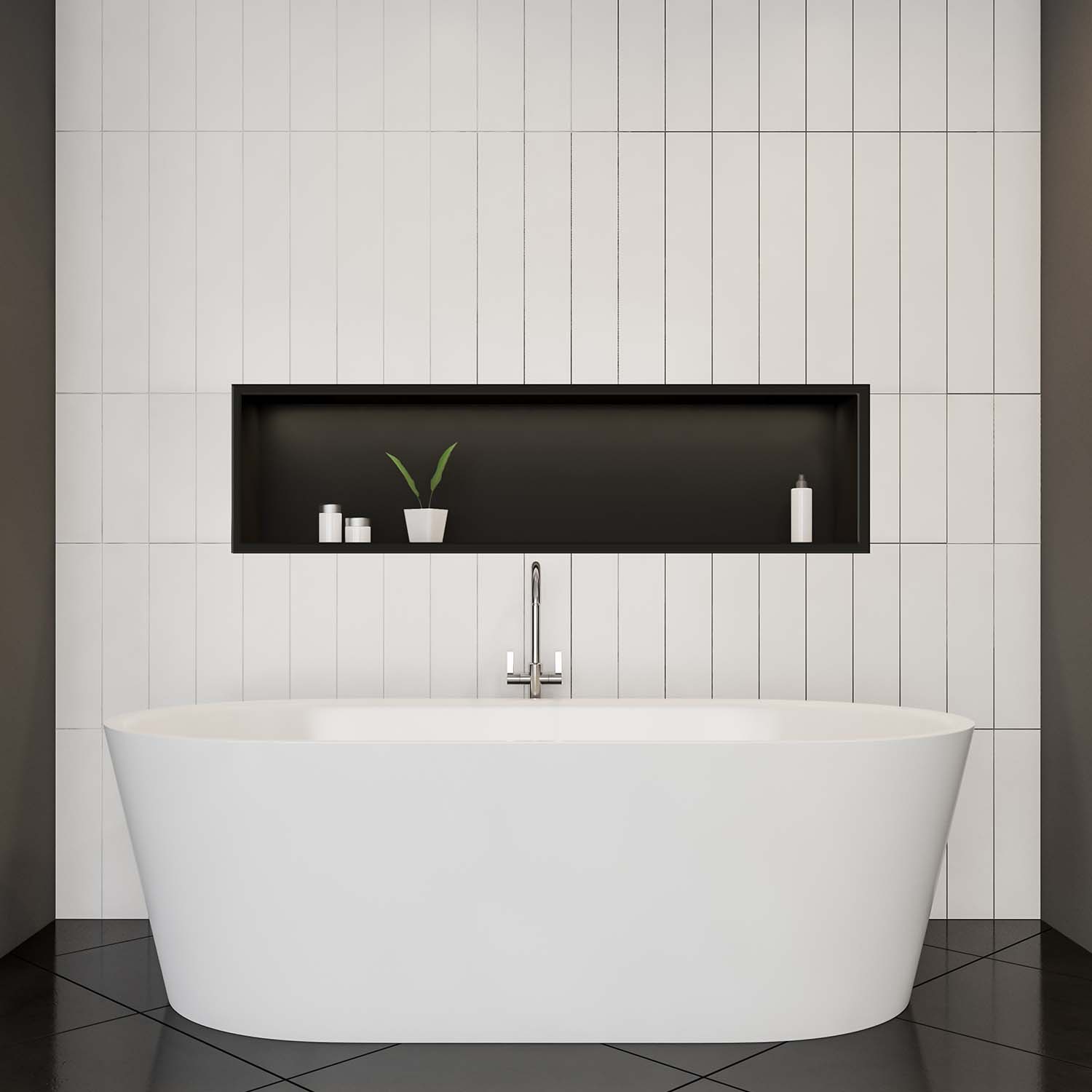 Niche murale en acier inoxydable Stilform noir mat en 30x30, 60x30 cm ou 90x30 cm