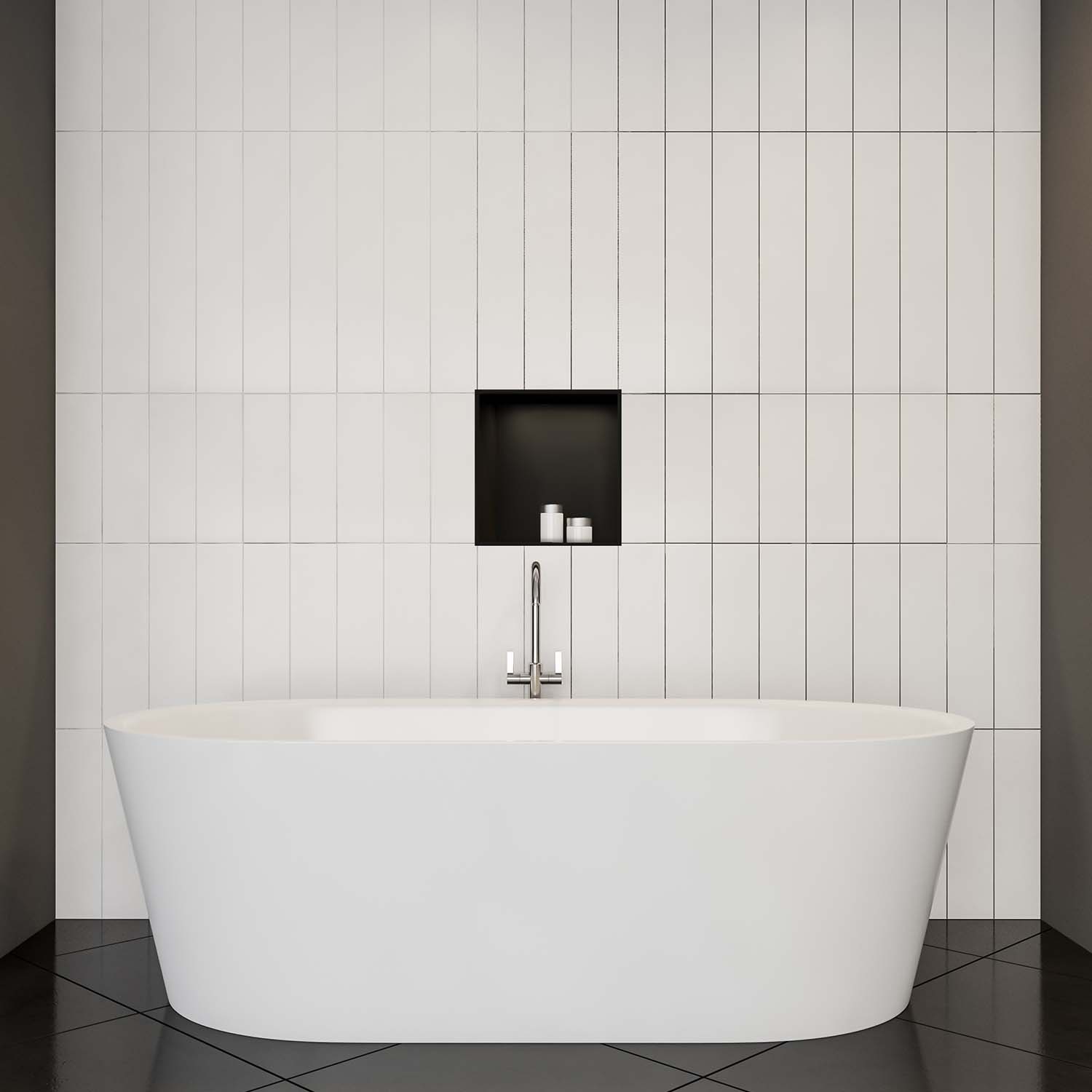 Stainless steel wall niche minimal matt black in 30x30, 60x30 cm