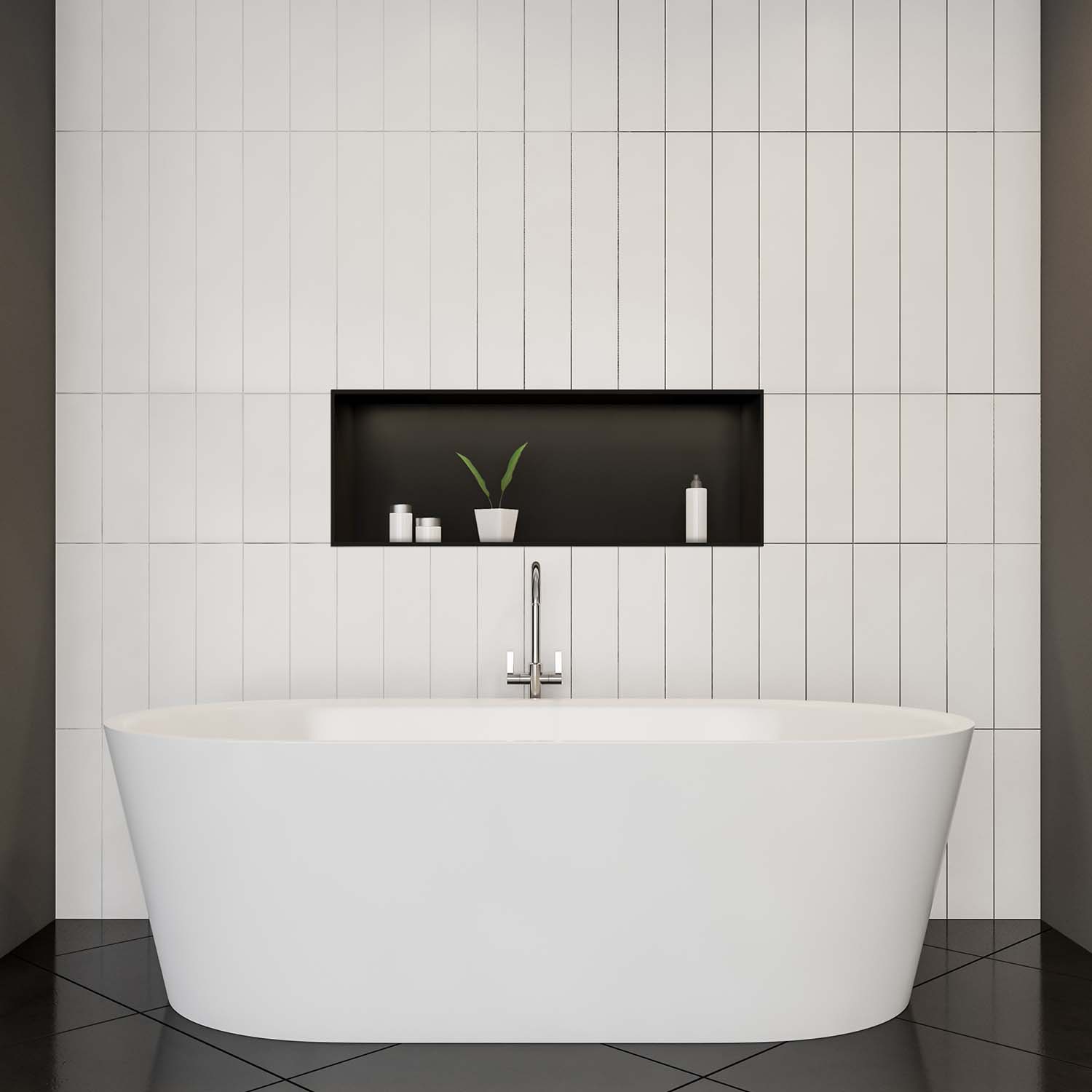 Niche murale en acier inoxydable minimaliste, finition noire mate, 30x30 cm, 60x30 cm